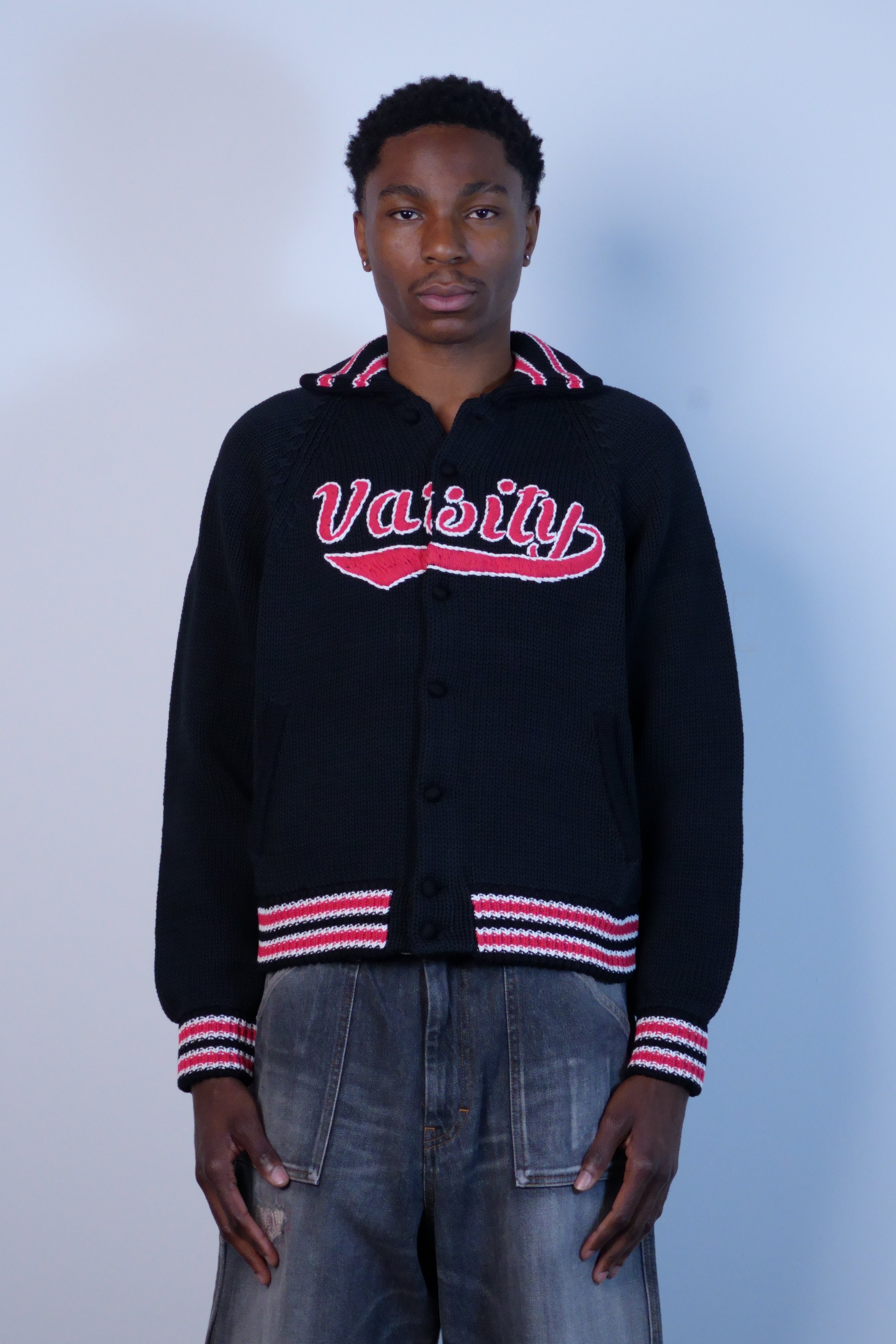Knitting Varsity Jacket Black