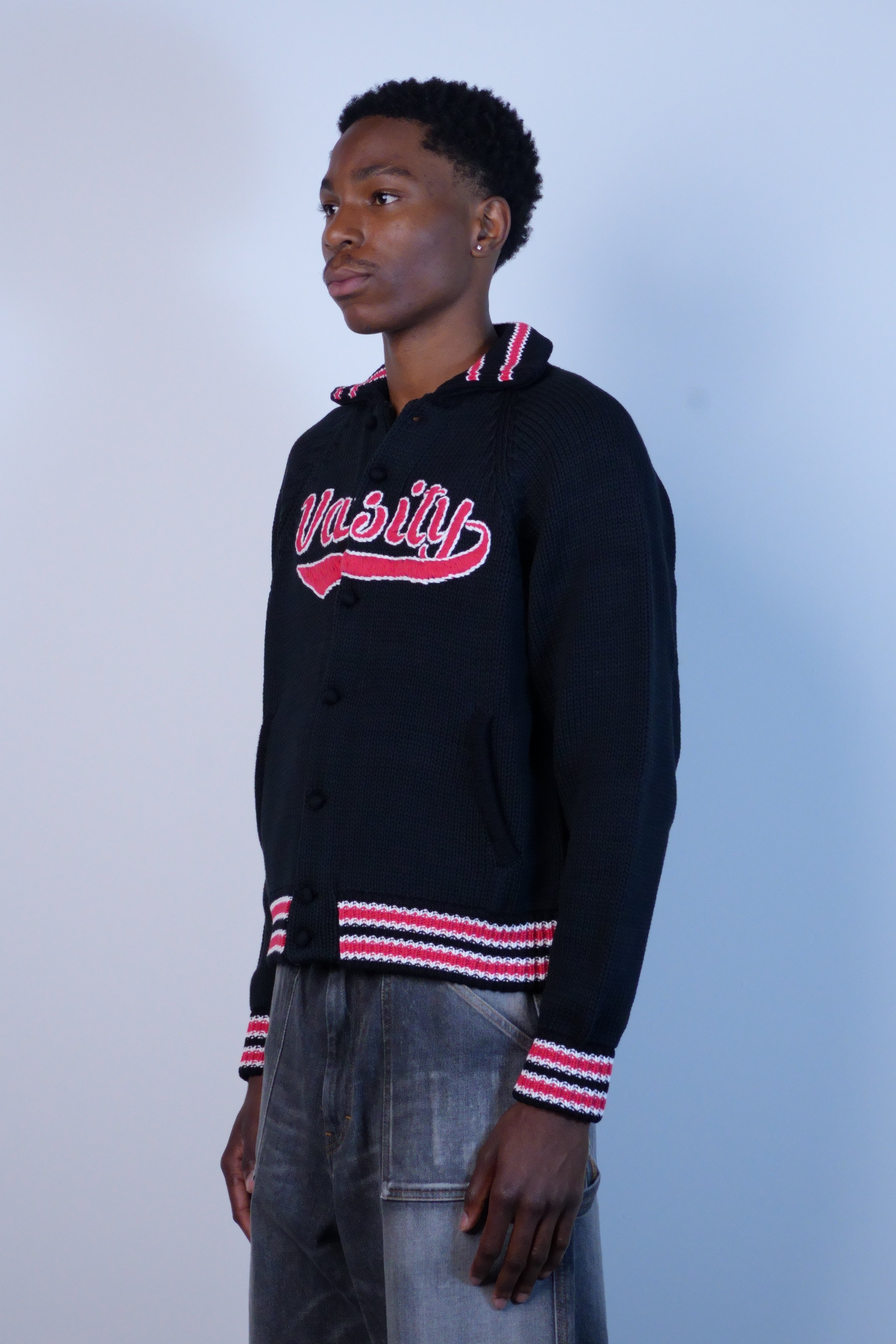 Knitting Varsity Jacket Black