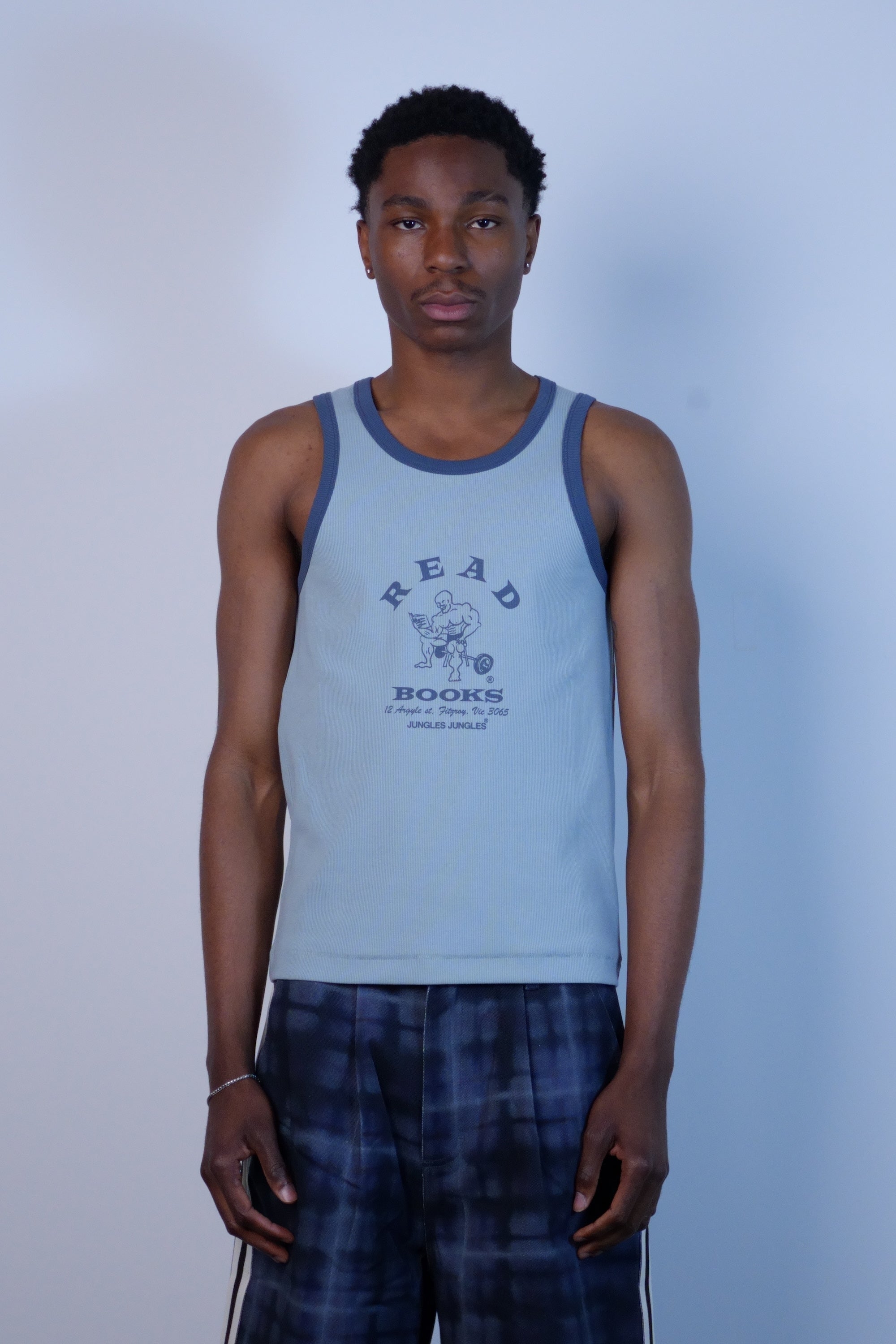 Read More Books Ringer Singlet Blue