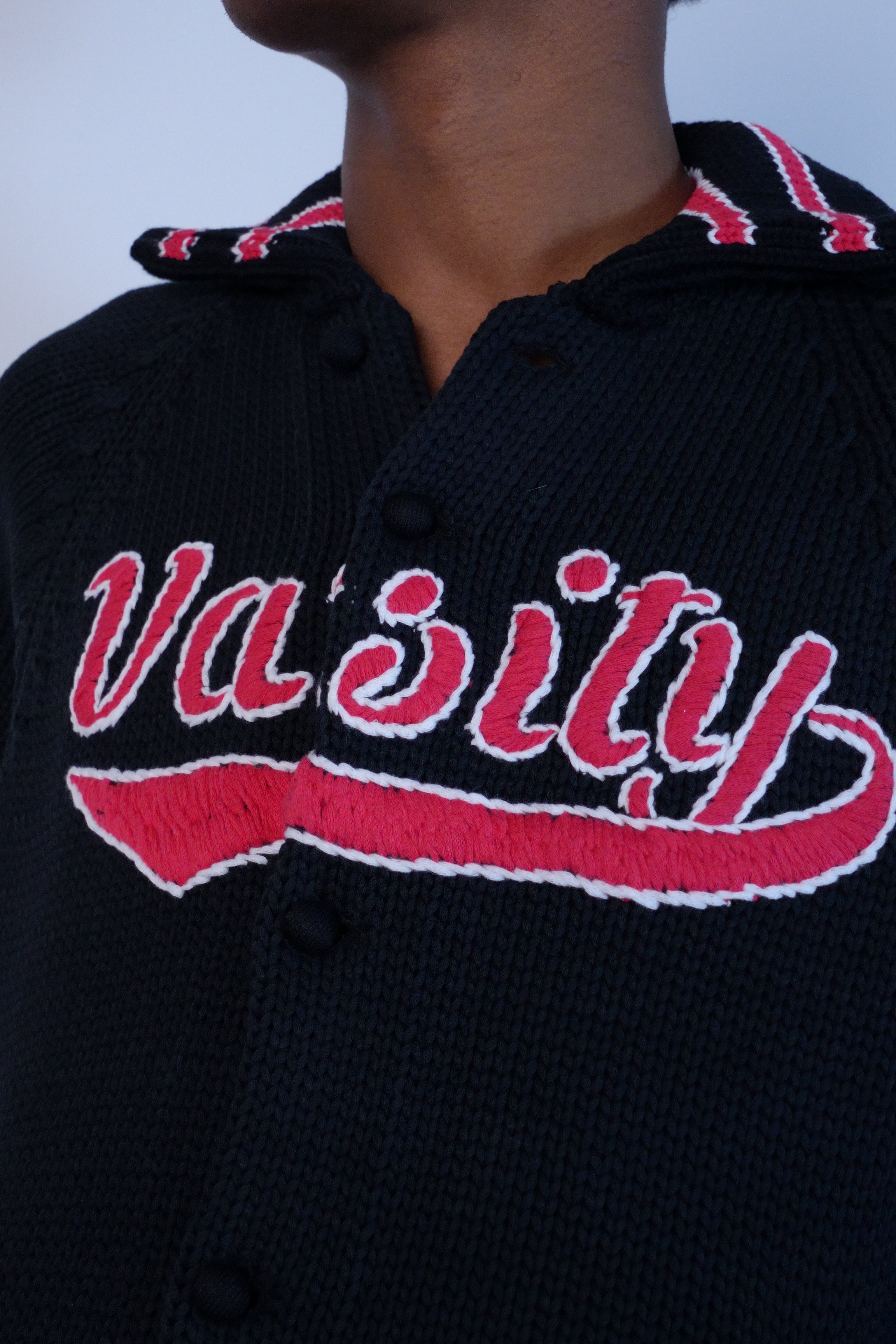 Knitting Varsity Jacket Black