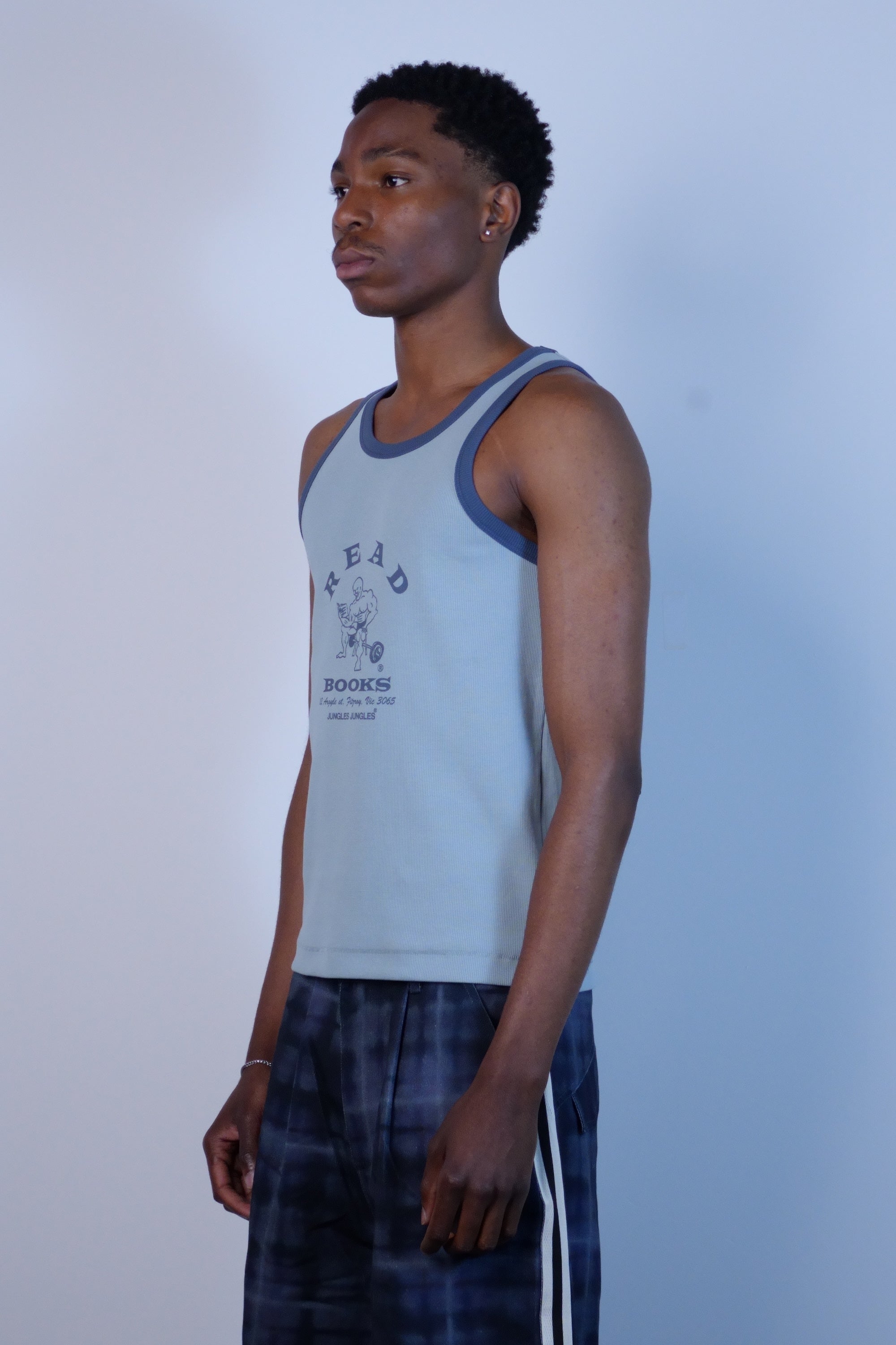 Read More Books Ringer Singlet Blue
