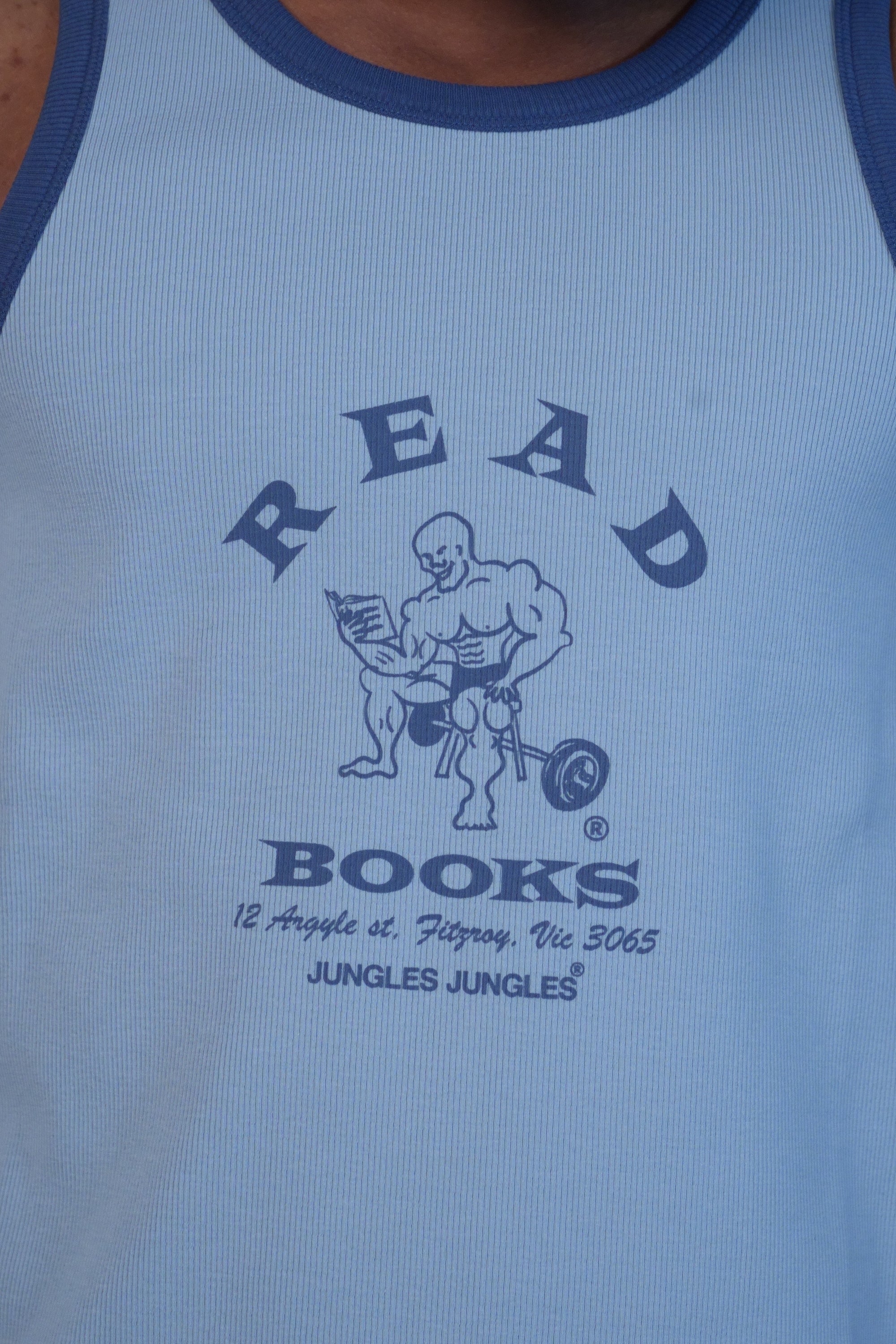 Read More Books Ringer Singlet Blue