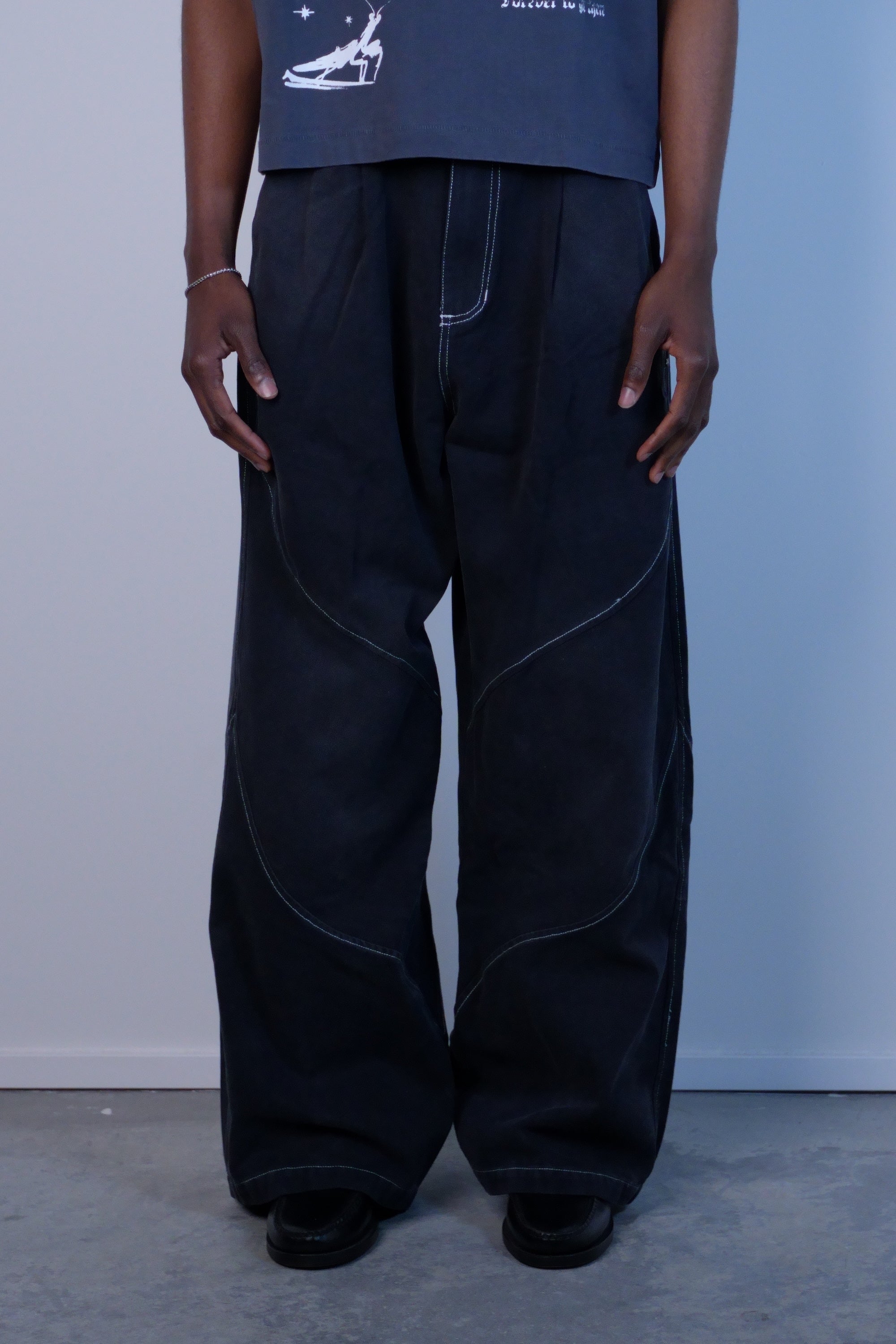Denim Slant Pant Washed Black