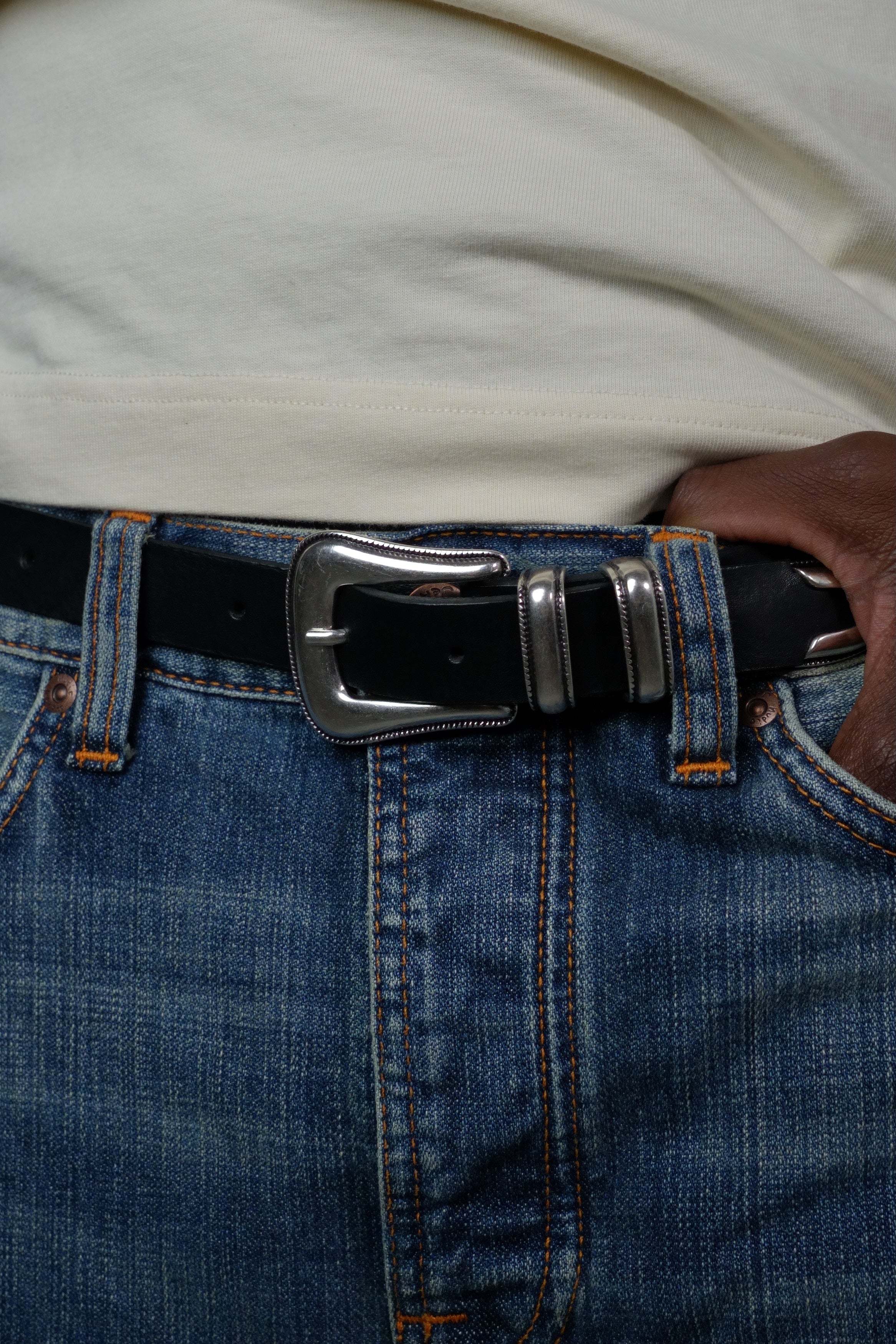 Western Silver Belt Black