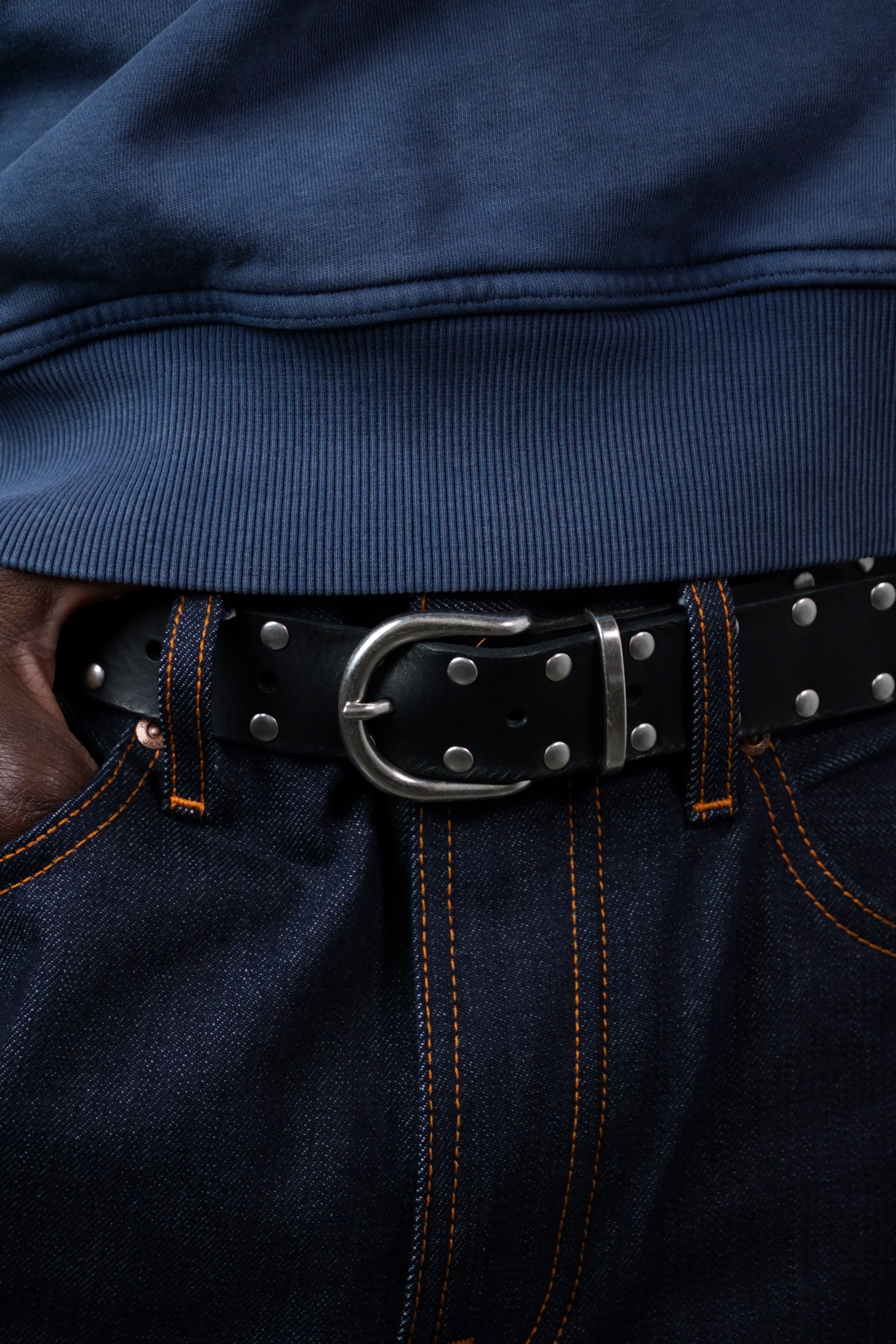 Silver Studded Leather Belt