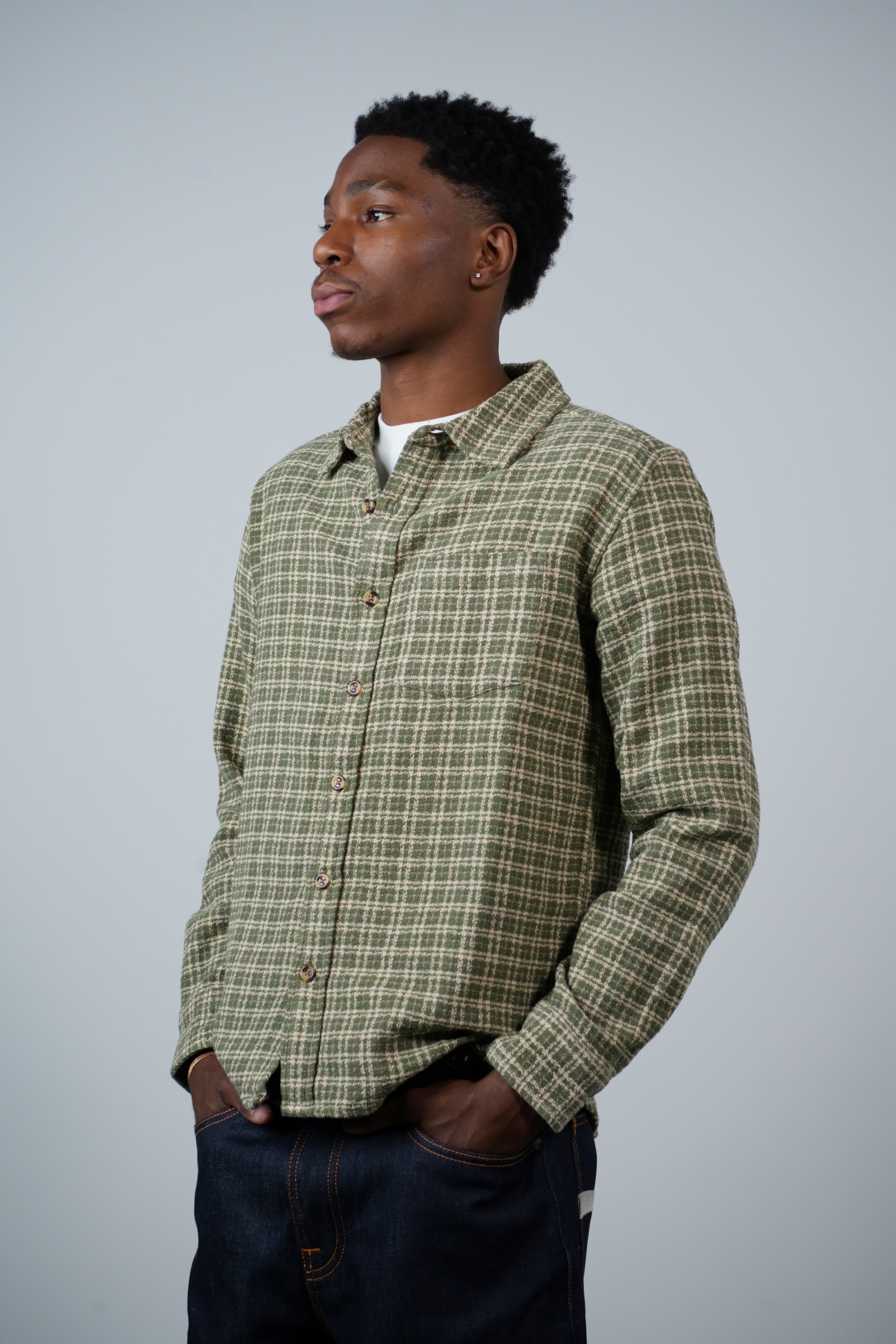 Reverse Tweed LS Green