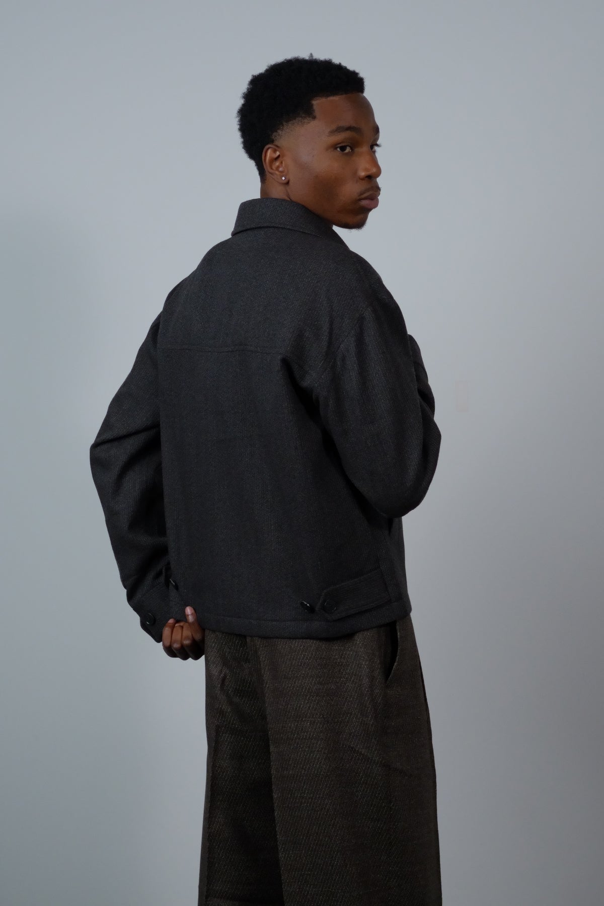 Mail Jacket Brown Melange Stripe