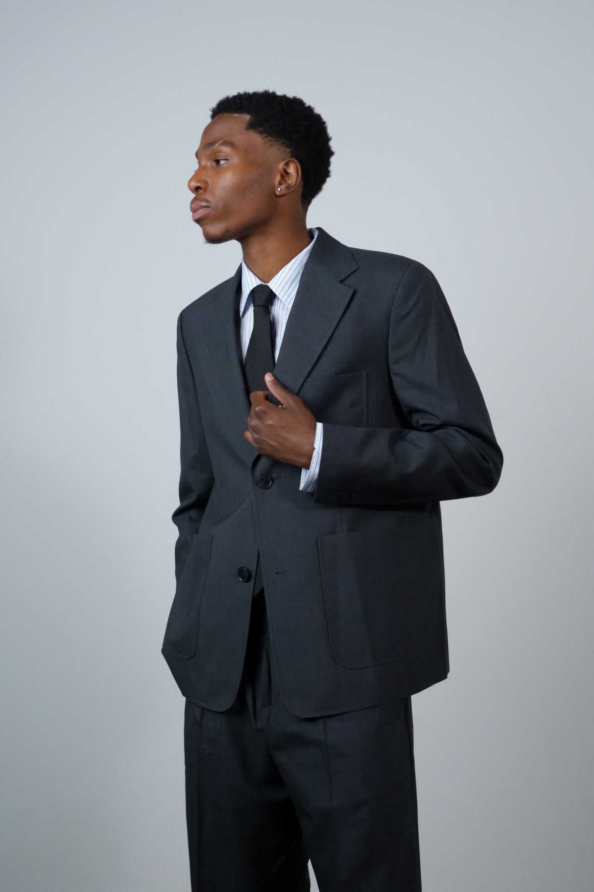 Patch Pocket Blazer Dark Grey Dry Wool