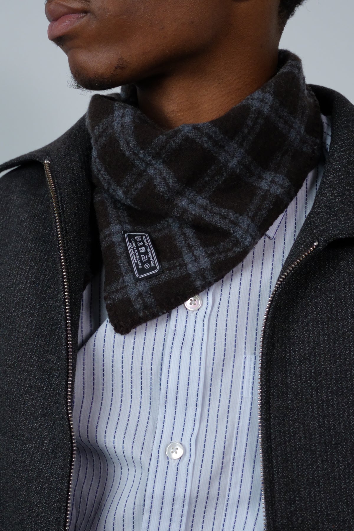 Triangle Scarf Brown Grey Check