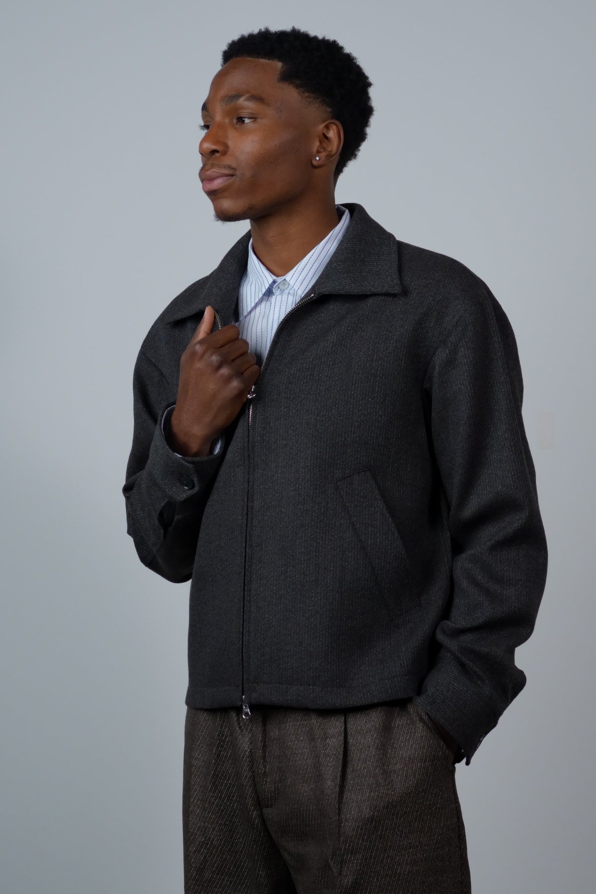 Mail Jacket Brown Melange Stripe