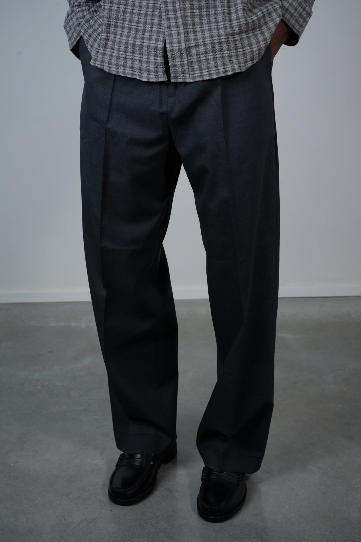 Patch Trousers Dark Grey Dry Wool