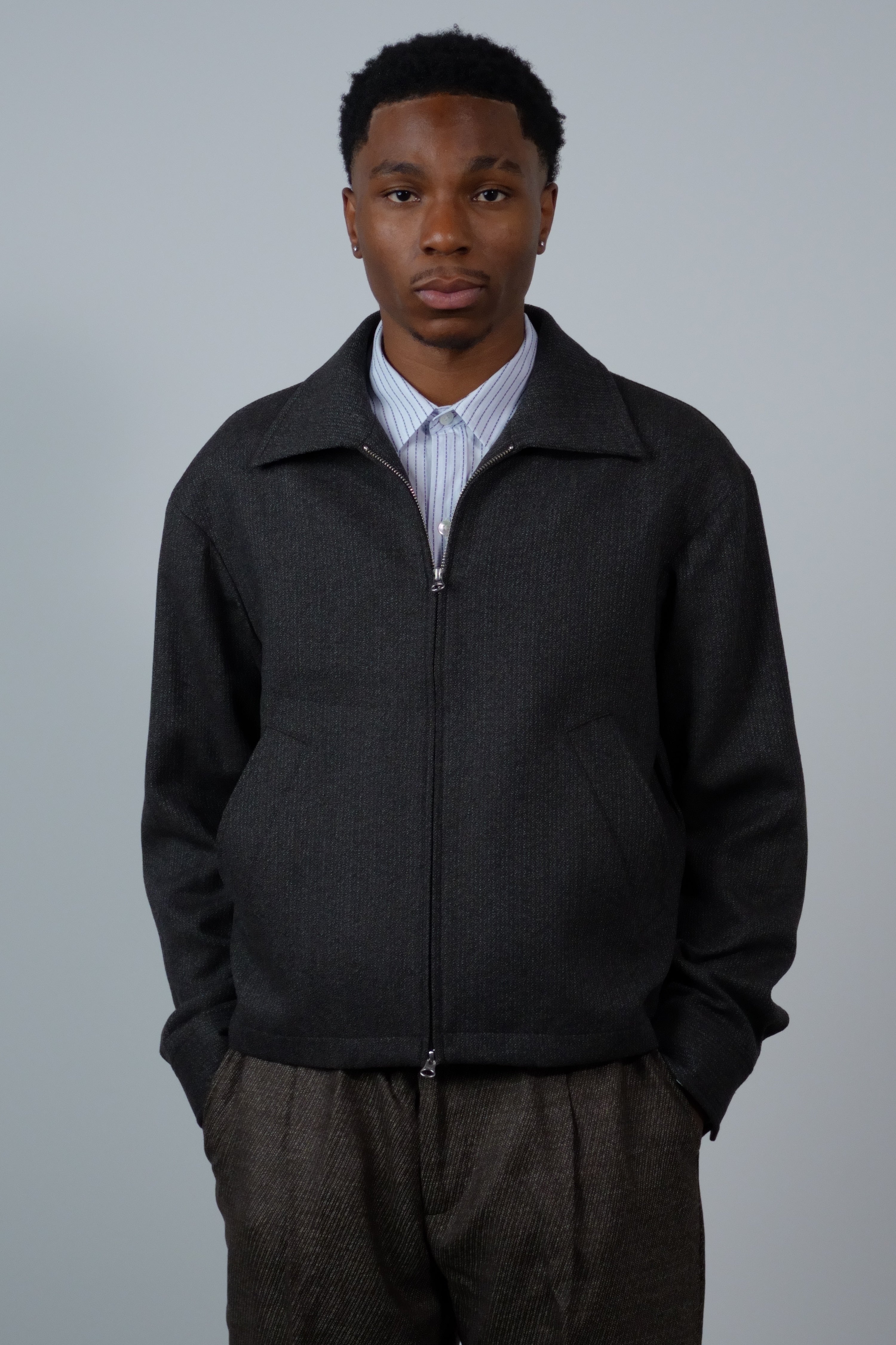 Mail Jacket Brown Melange Stripe