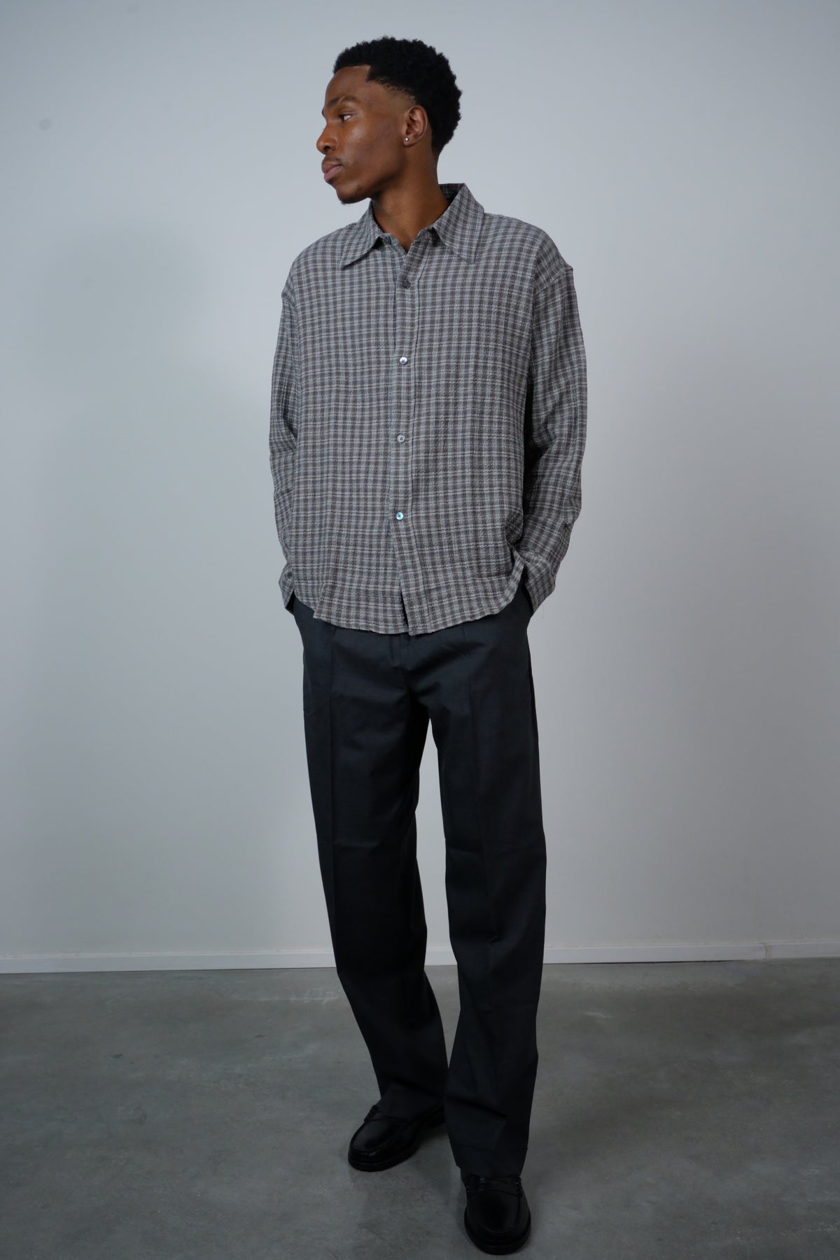 Patch Trousers Dark Grey Dry Wool