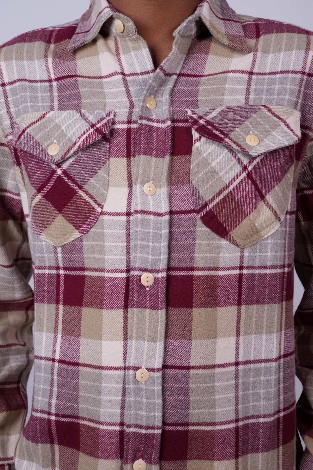 Washed Flannel Workshirt Merlot Plaid