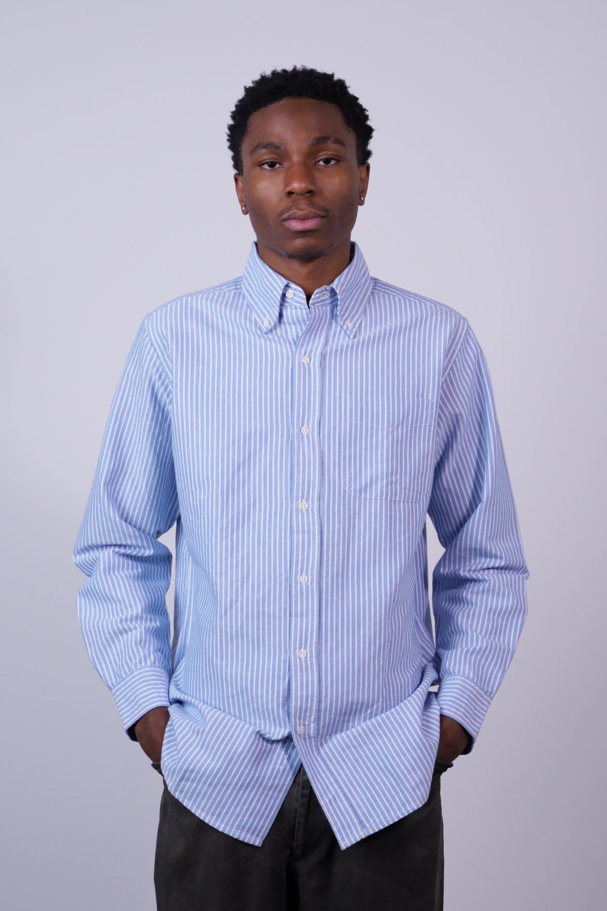 Oxford Cloth Button Down Shirt Blue/White Stripe
