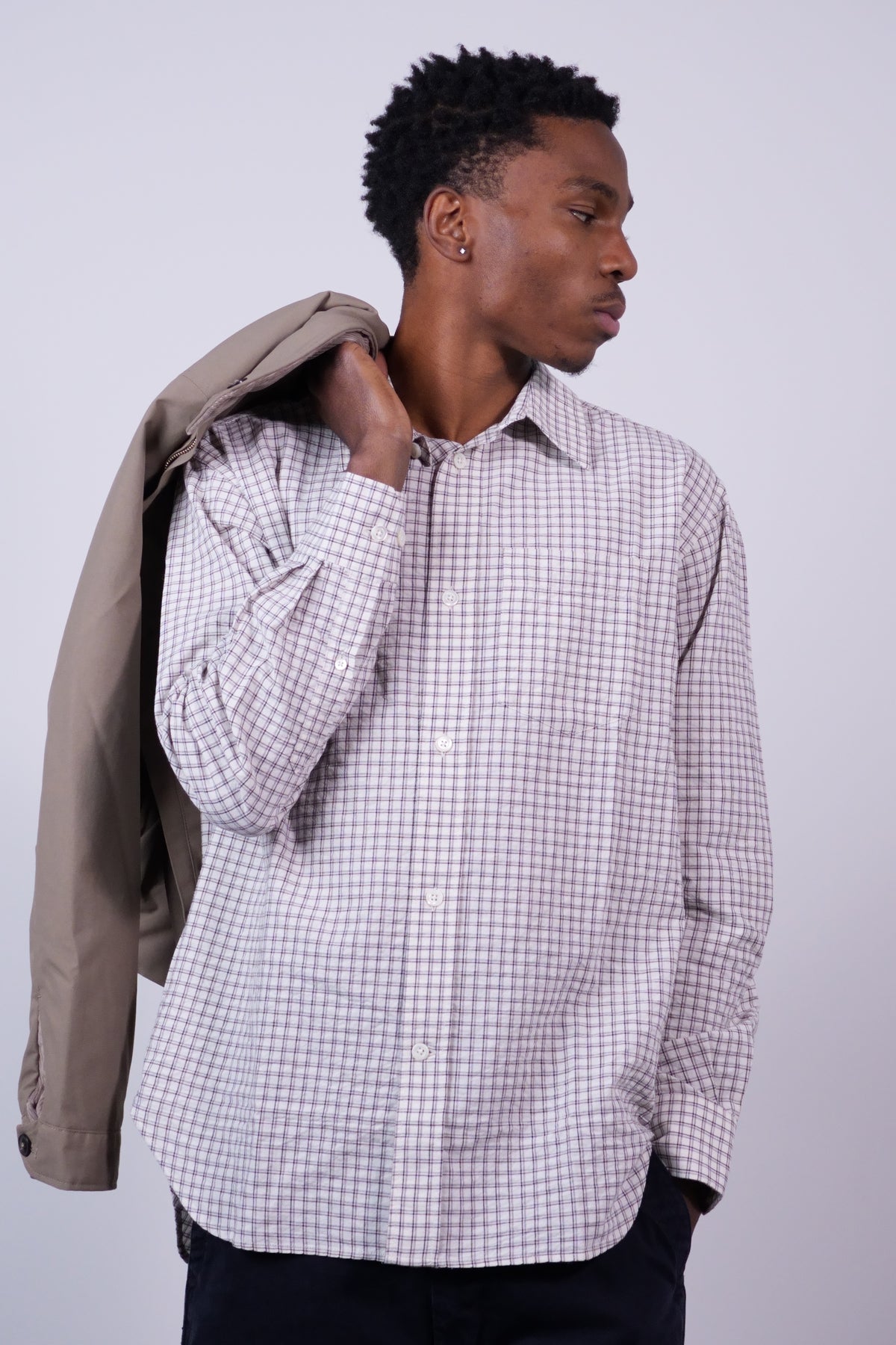 Espevik Oversized Check Shirt Natural Ecru