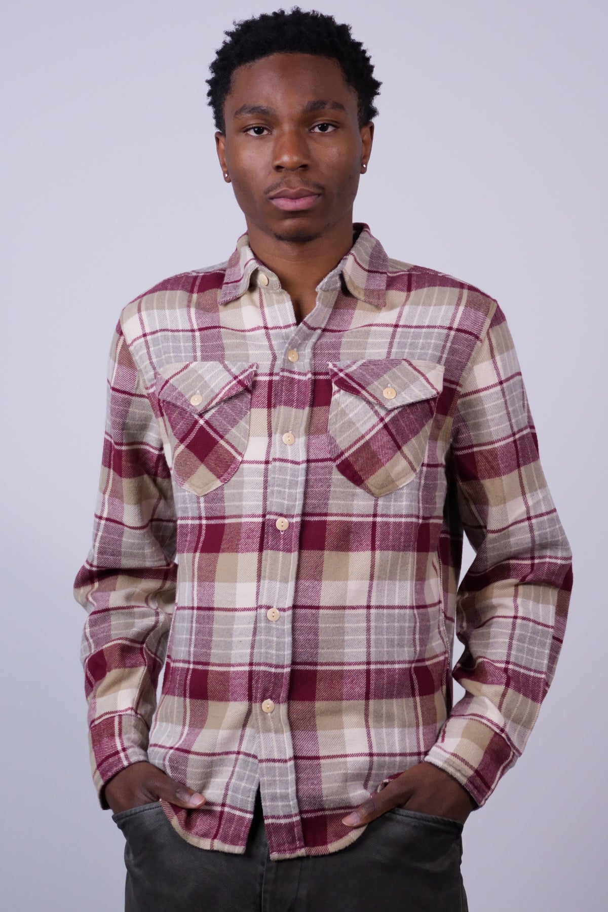 Washed Flannel Workshirt Merlot Plaid