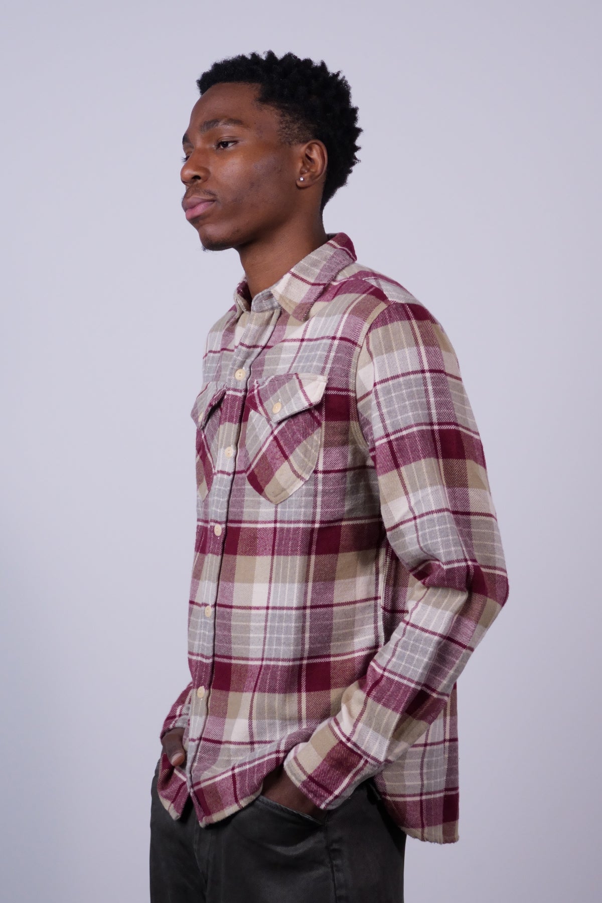 Washed Flannel Workshirt Merlot Plaid