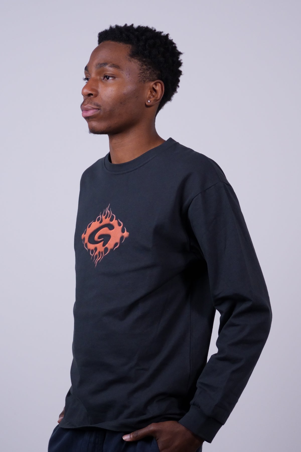 Flame L/S Tee Vintage Black
