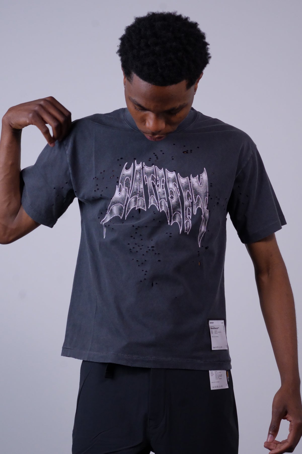 MothTech T-Shirt Aged Black AirBrush Glitter