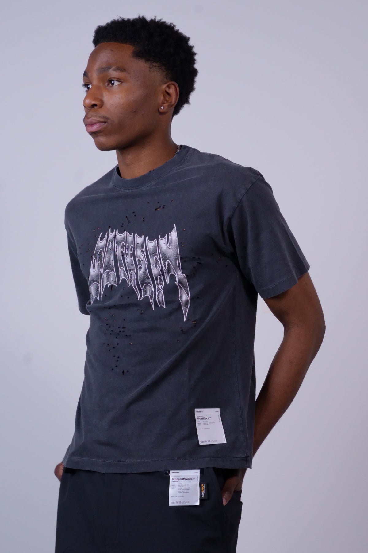 MothTech T-Shirt Aged Black AirBrush Glitter