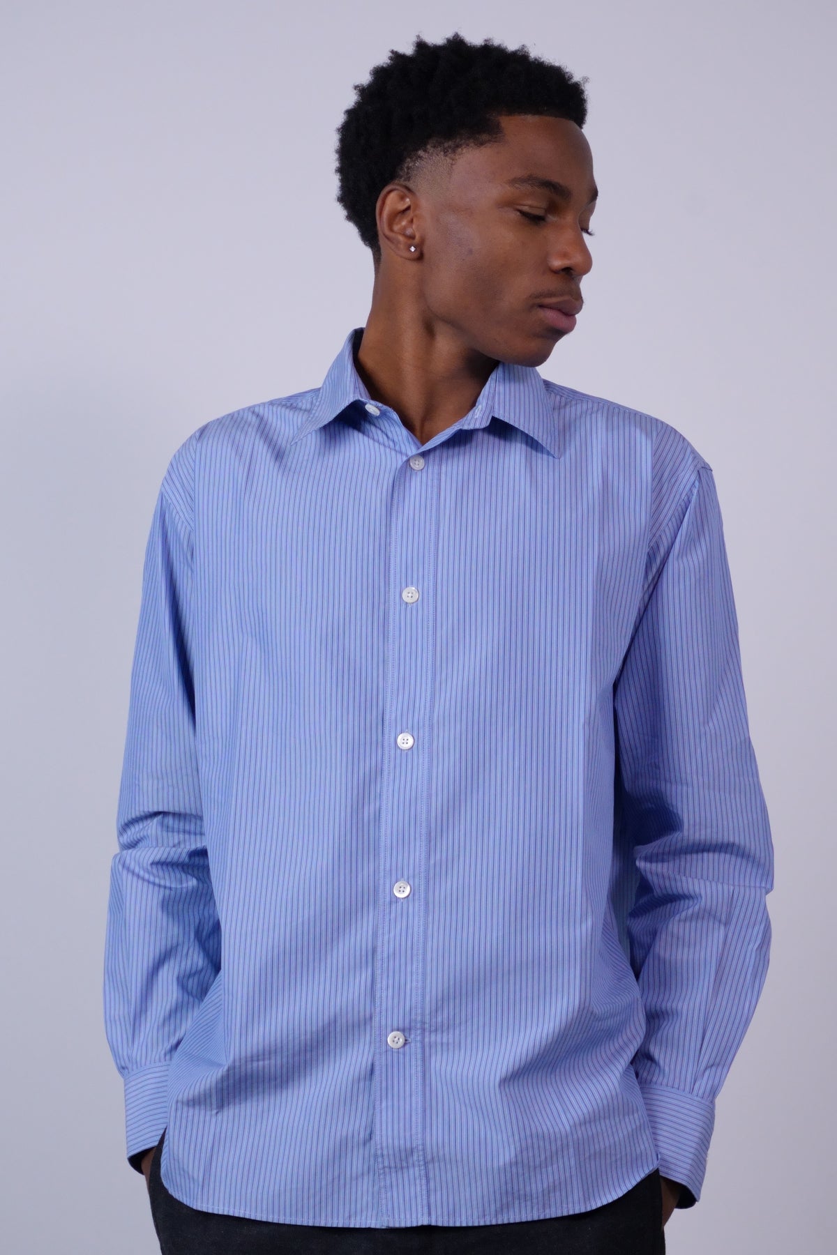 Espevik Fine Cotton Poplin Oversize Shirt Cerulean