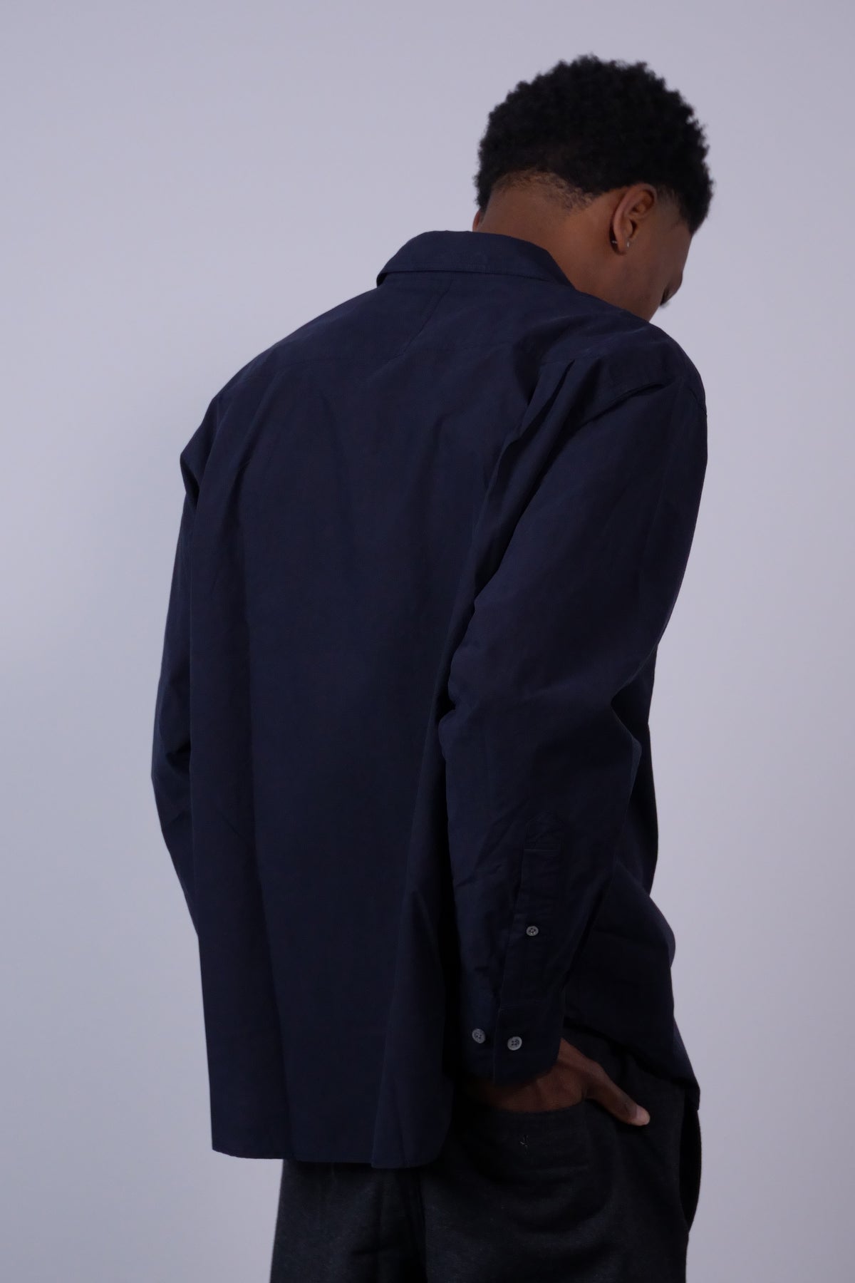 Falster Cotton Tencel Jet Oversize Shirt Dark Navy