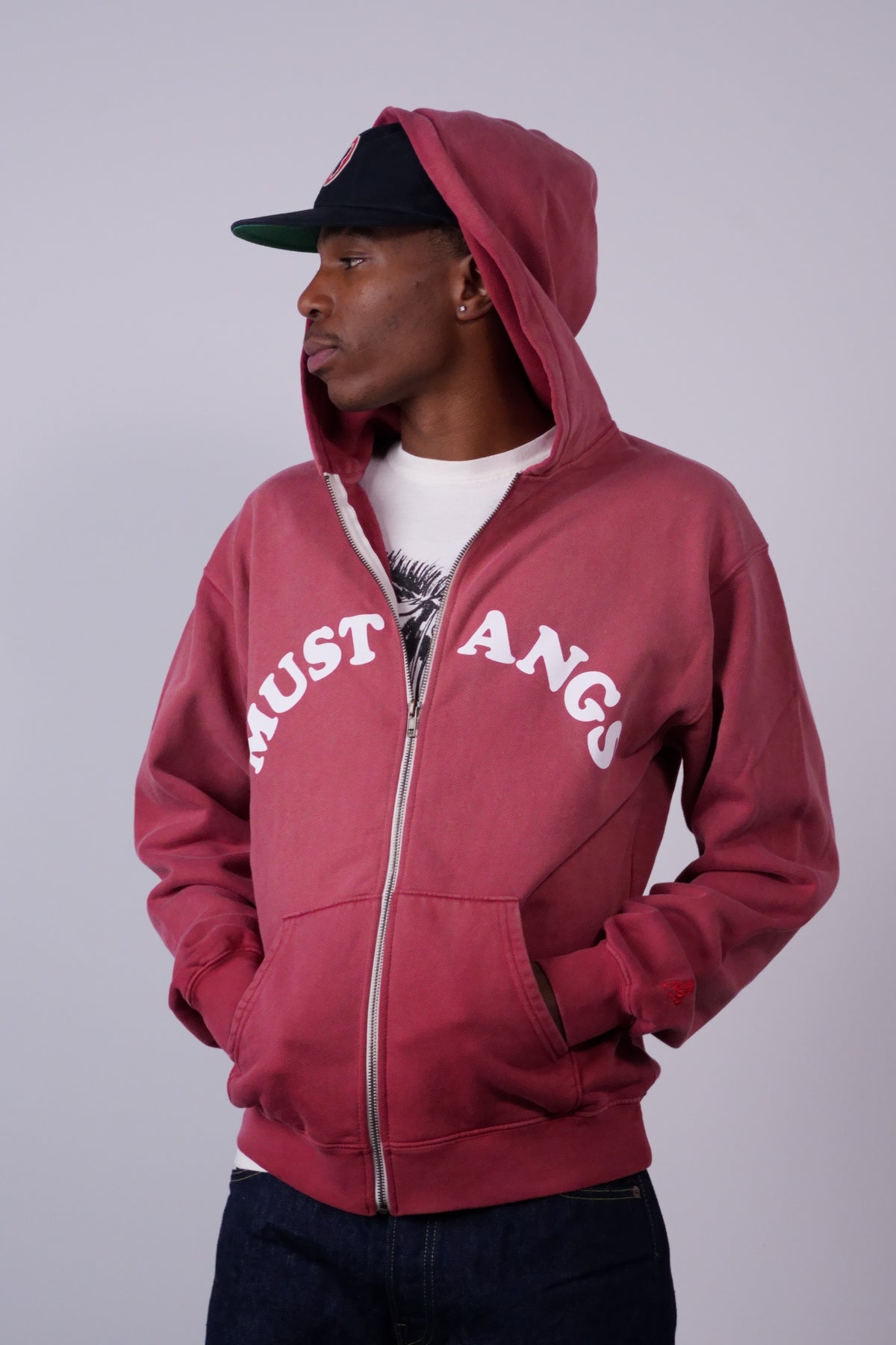 Good Luck Mustangs Zip Hoody Sun Faded Red