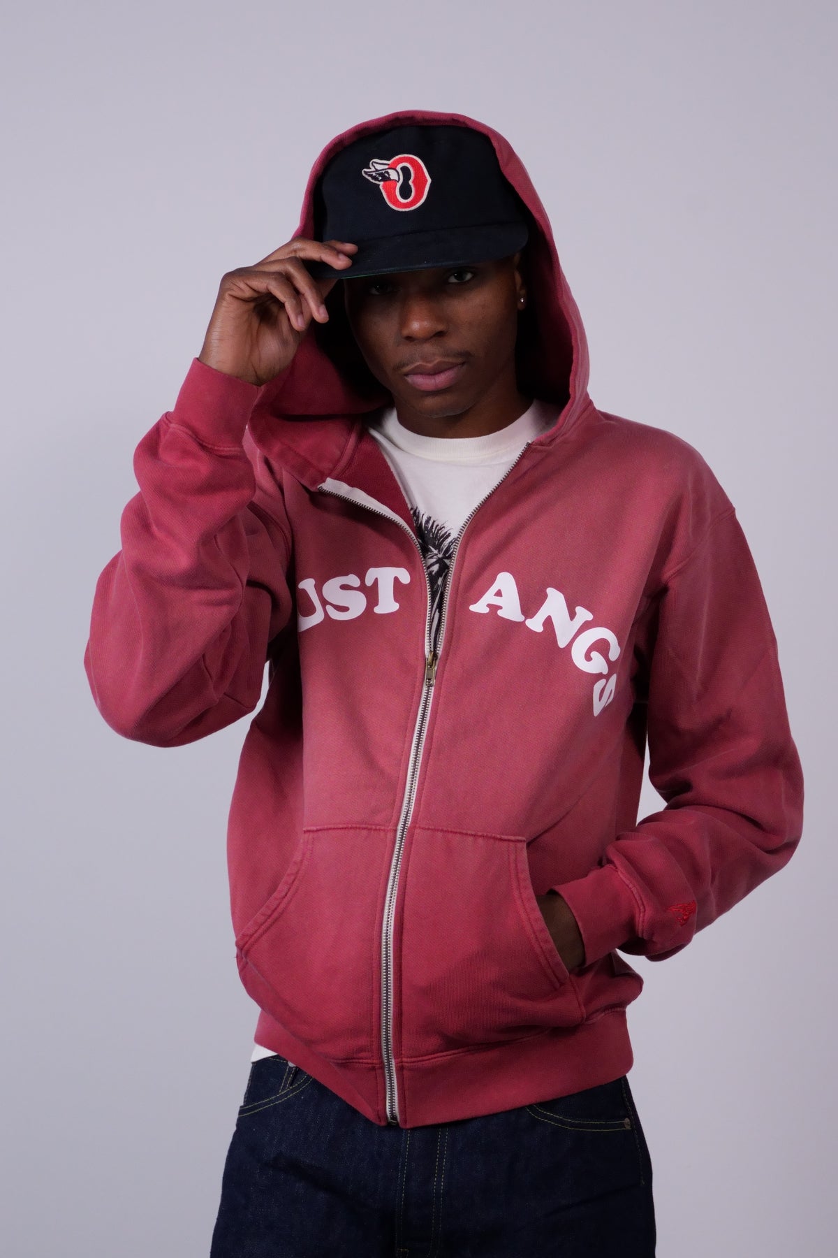 Good Luck Mustangs Zip Hoody Sun Faded Red