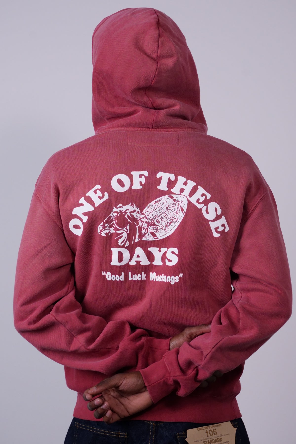 Good Luck Mustangs Zip Hoody Sun Faded Red