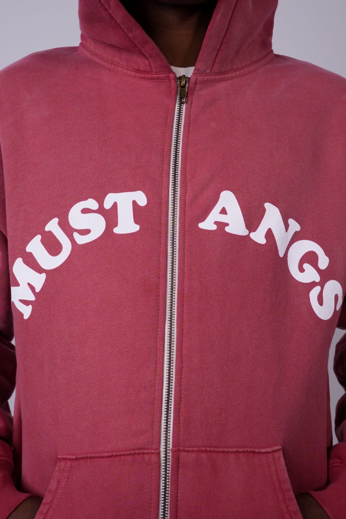 Good Luck Mustangs Zip Hoody Sun Faded Red