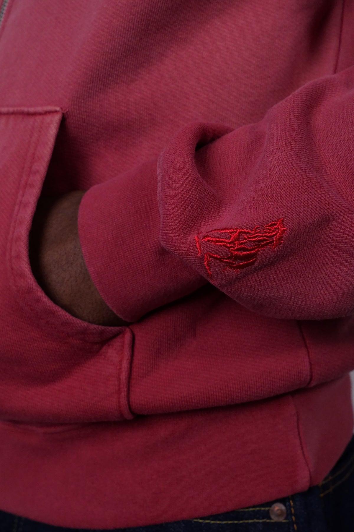 Good Luck Mustangs Zip Hoody Sun Faded Red