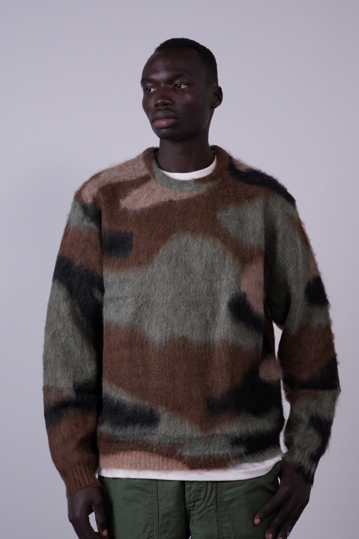 Camo Mohair Knit Sweater