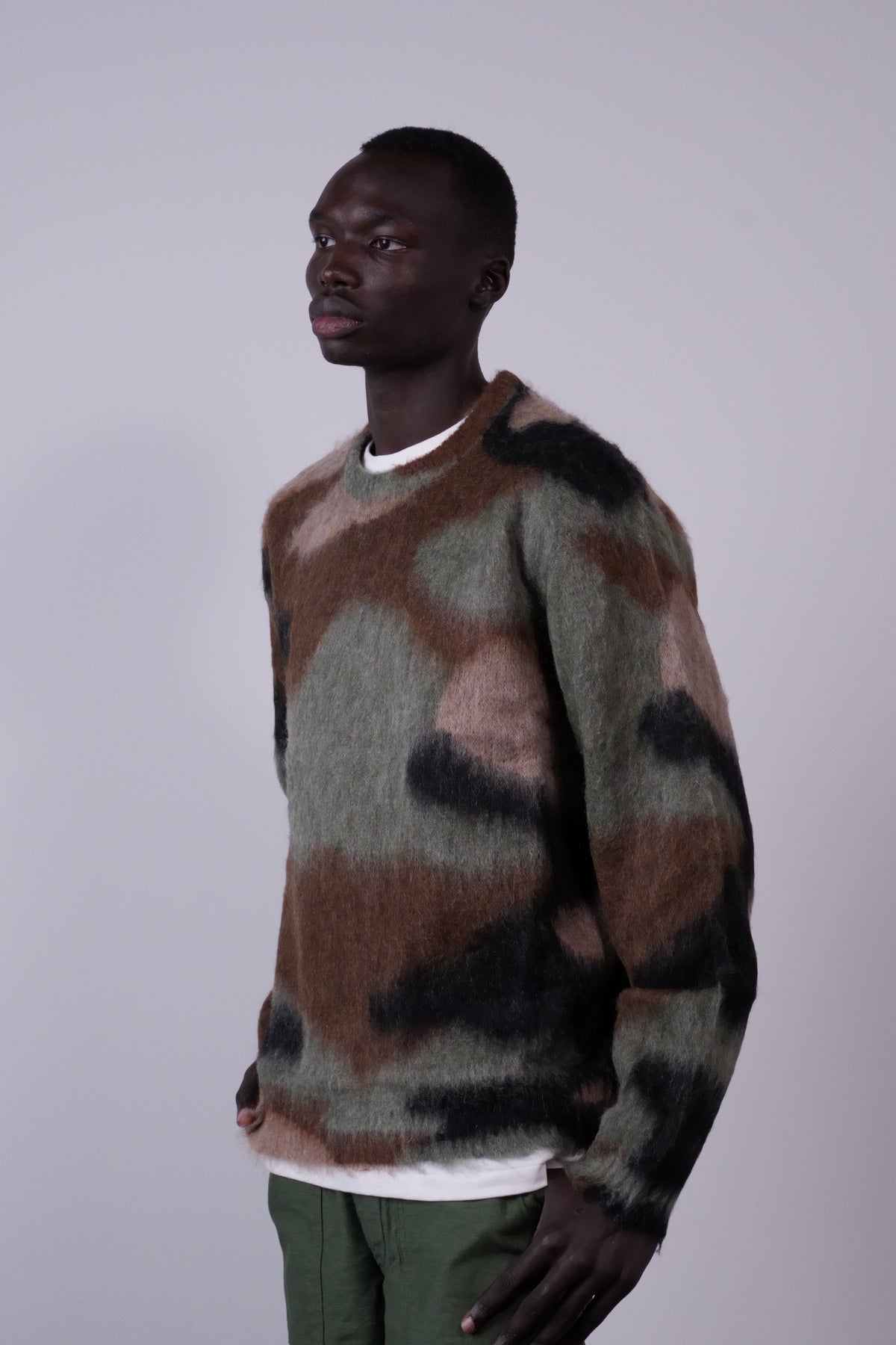 Camo Mohair Knit Sweater