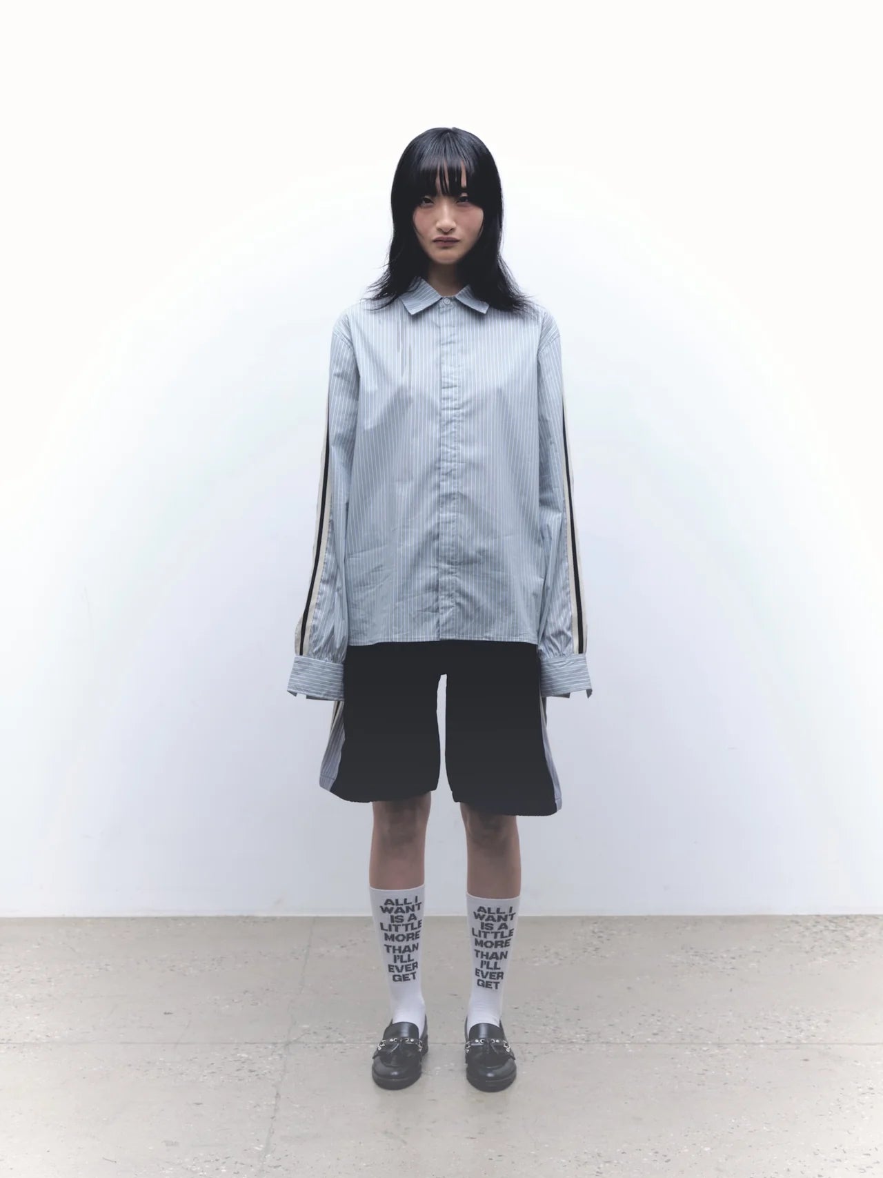Woven Panel Business Shirt Green