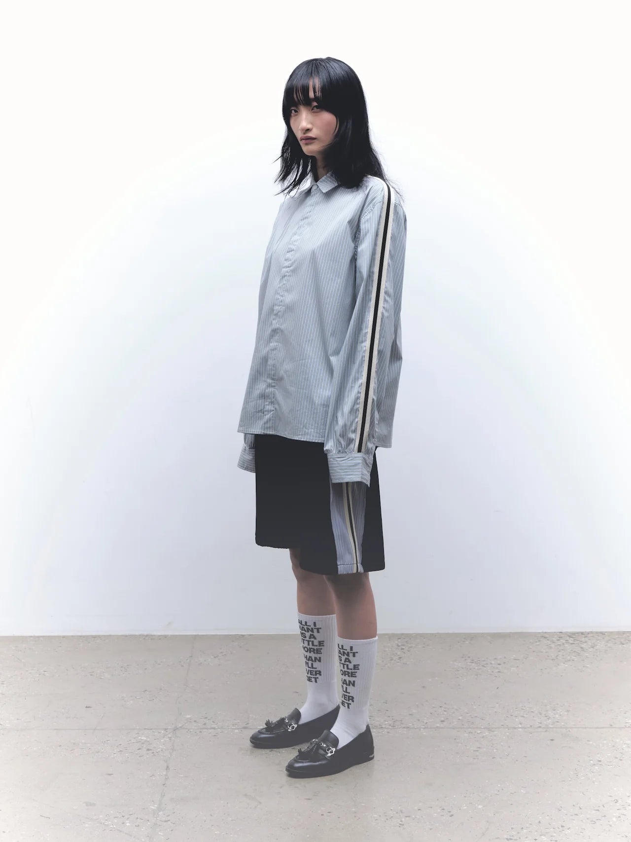 Woven Panel Business Shirt Green