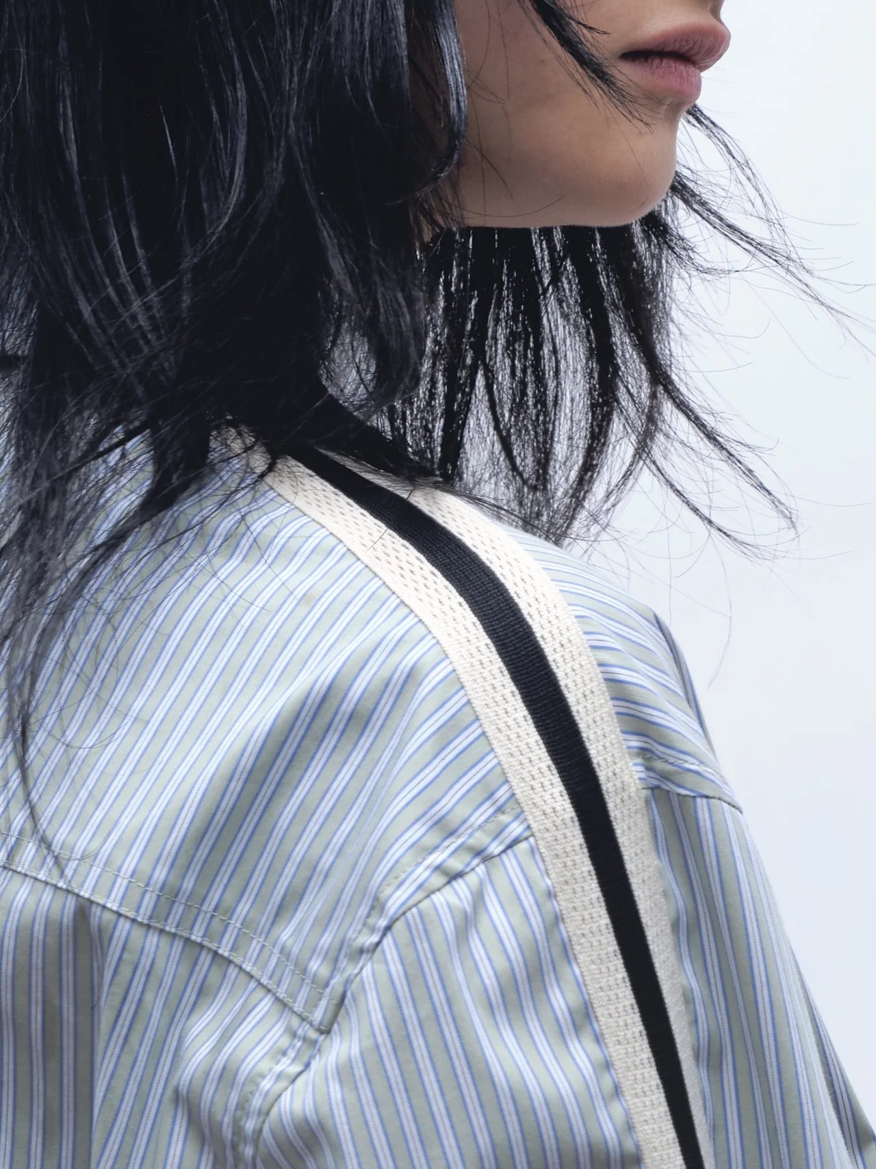 Woven Panel Business Shirt Green