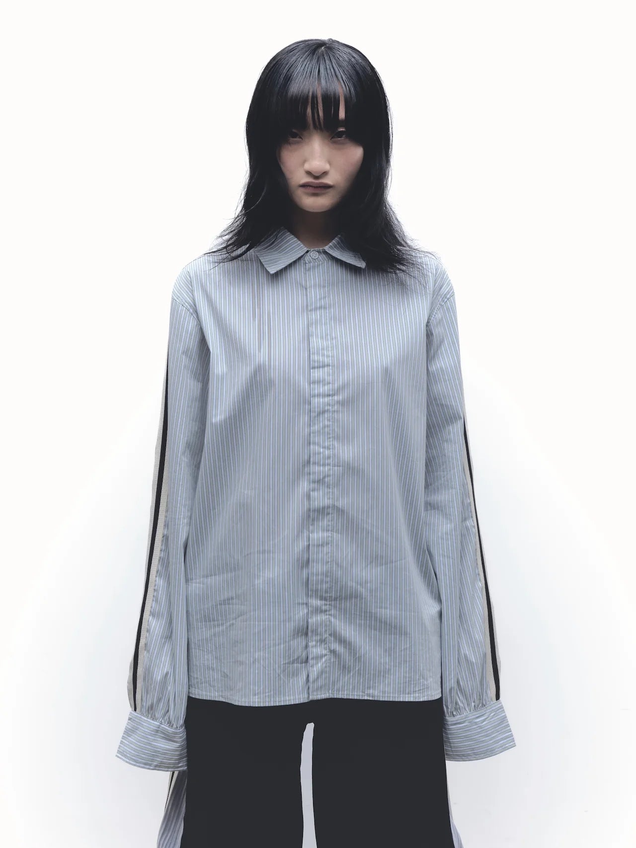 Woven Panel Business Shirt Green
