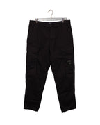 Stretch Sateen Loose Cargo Pants - Black