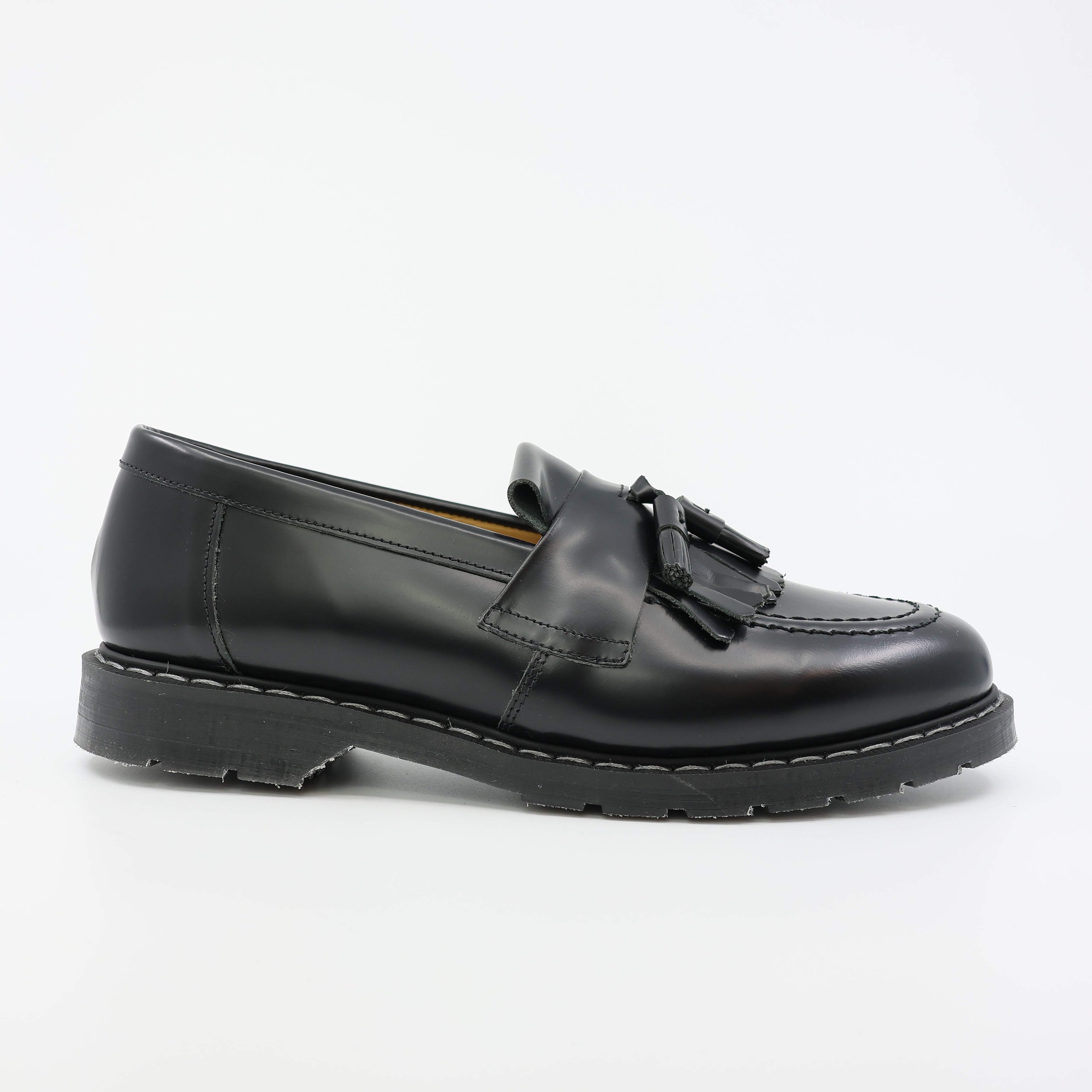Black Hi-Shine Tassel Loafer