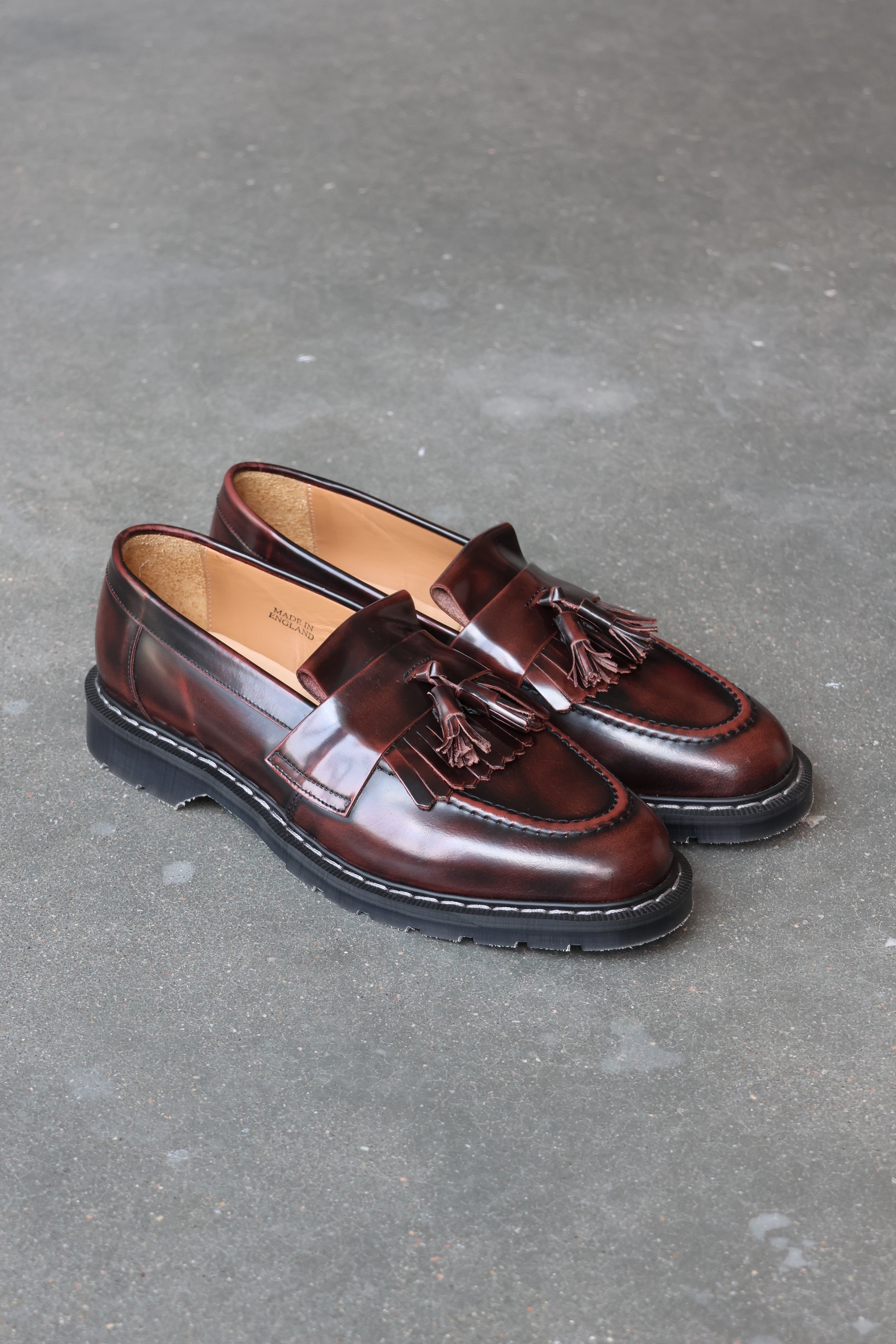 Burgundy Rub-Off Tassel Loafer