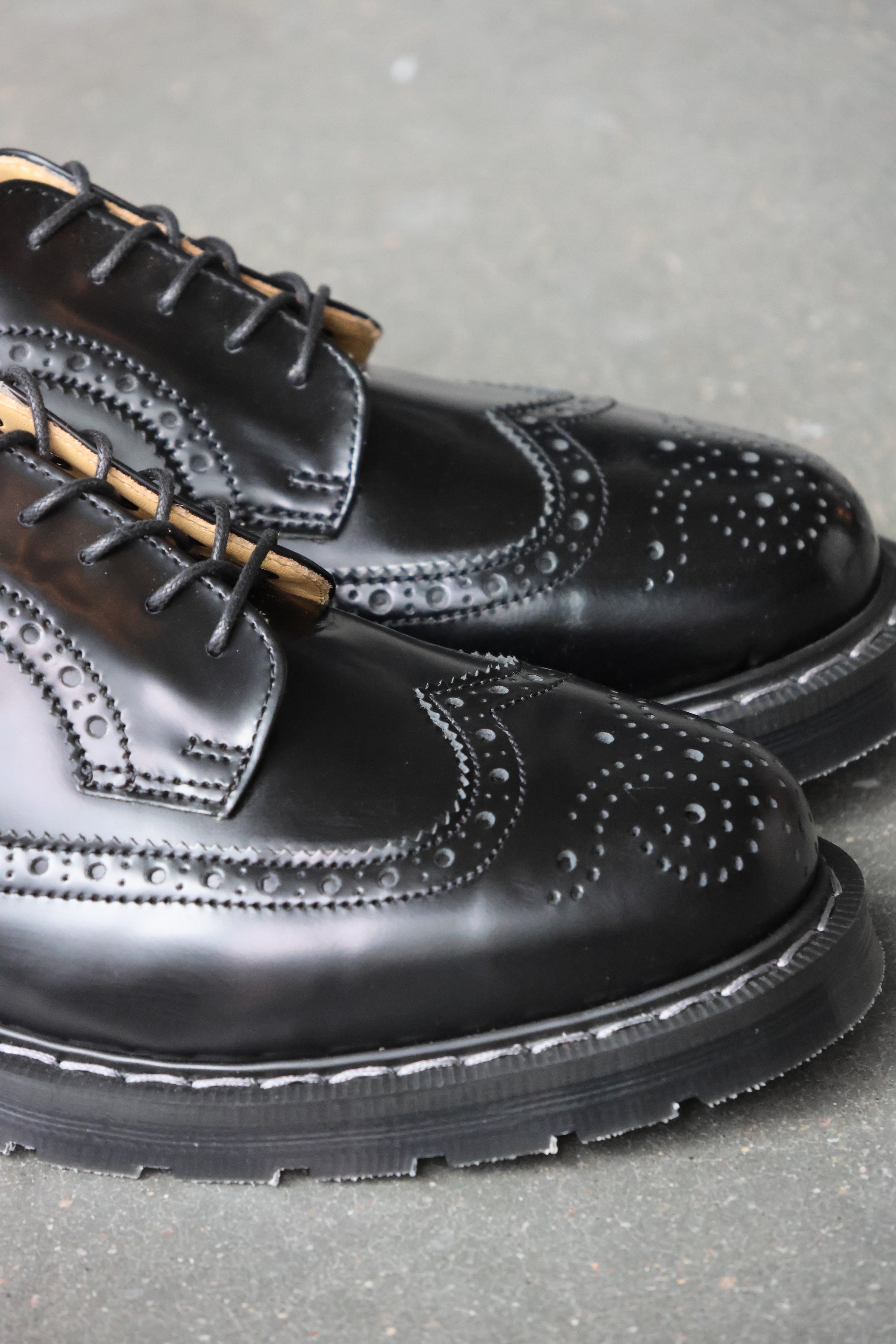 Black Hi-Shine American Brogue Shoe