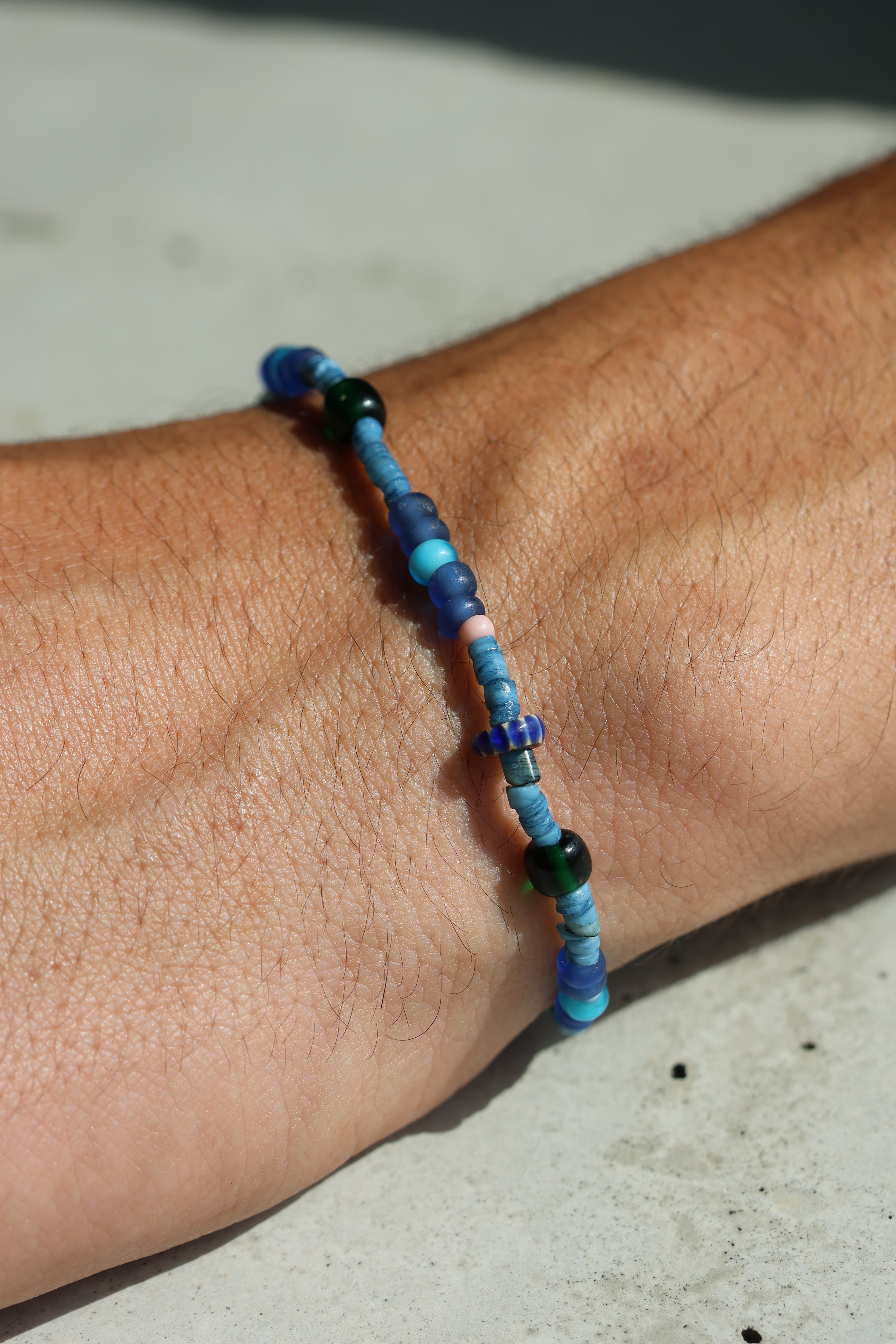 Indigo Dyed Shell Beads Bracelet