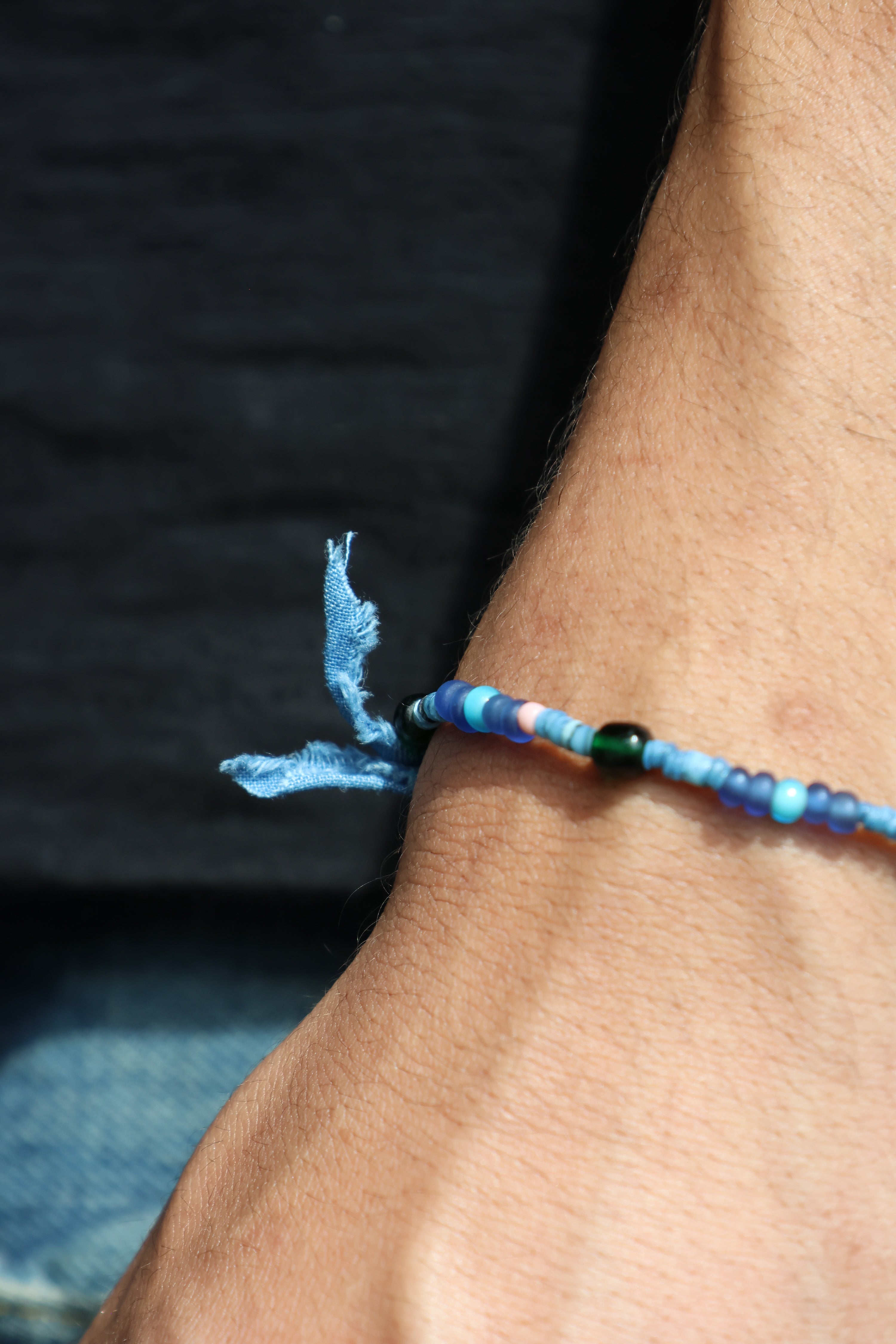 Indigo Dyed Shell Beads Bracelet