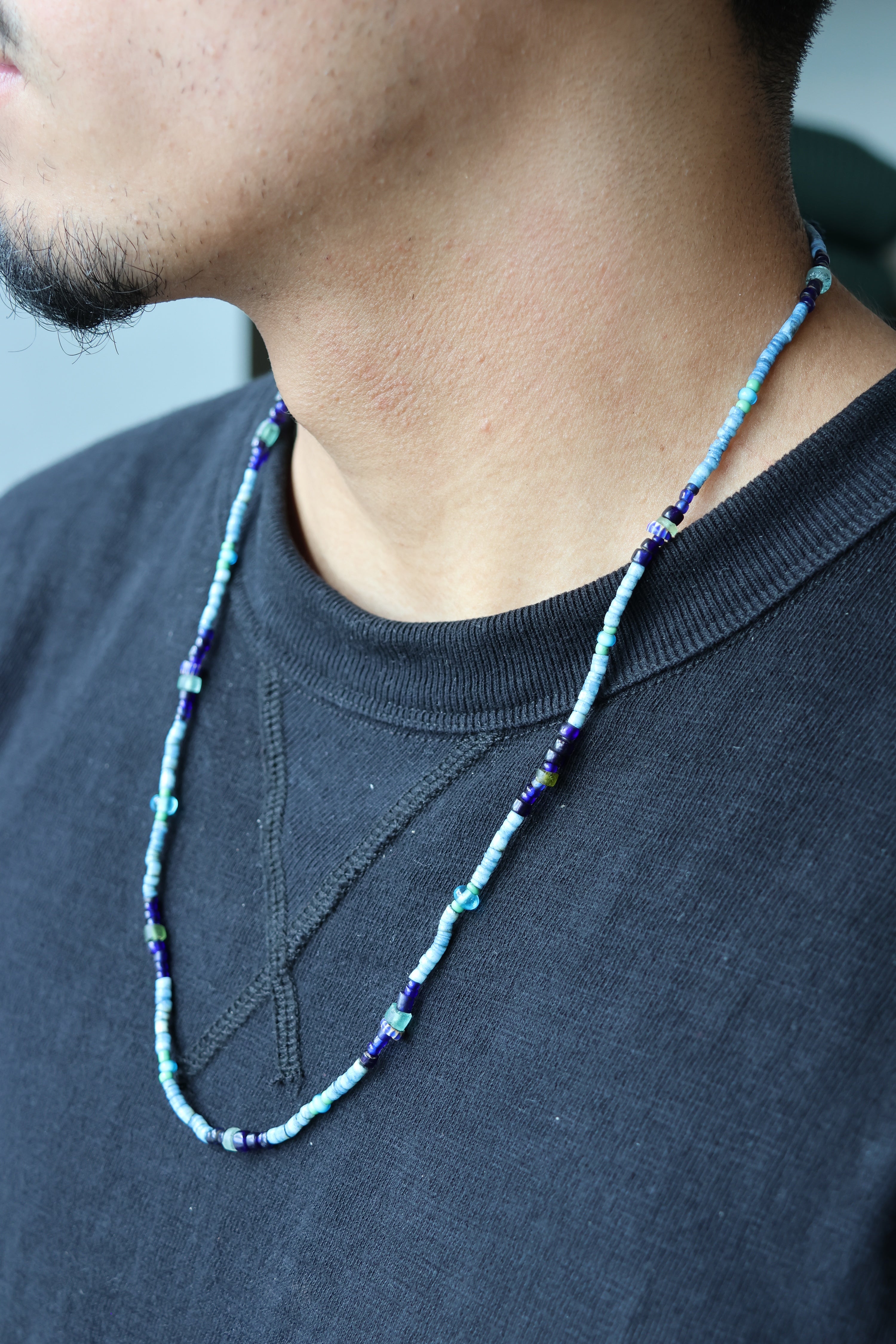Indigo Dyed Shell Beads Necklace