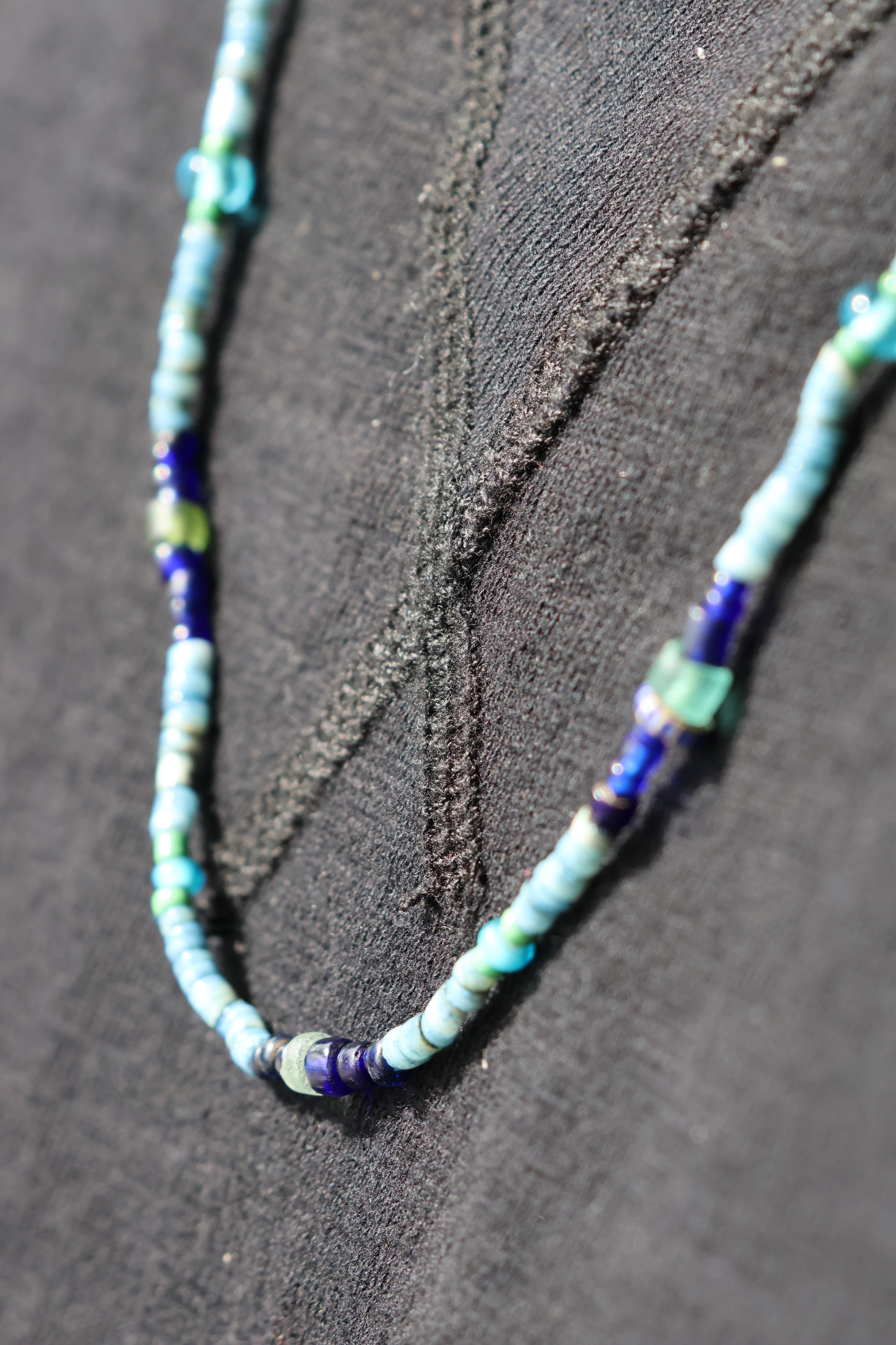 Indigo Dyed Shell Beads Necklace