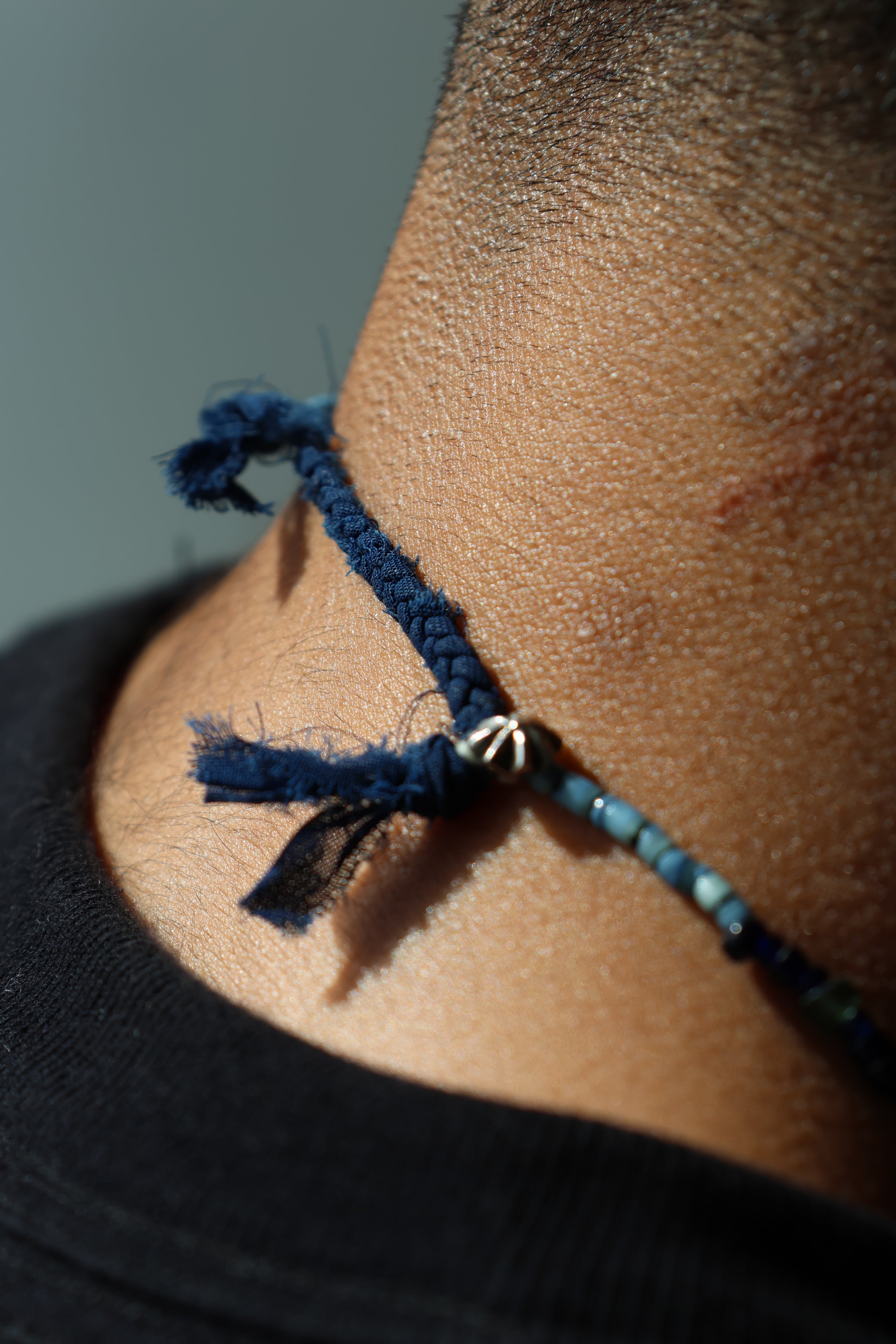 Indigo Dyed Shell Beads Necklace