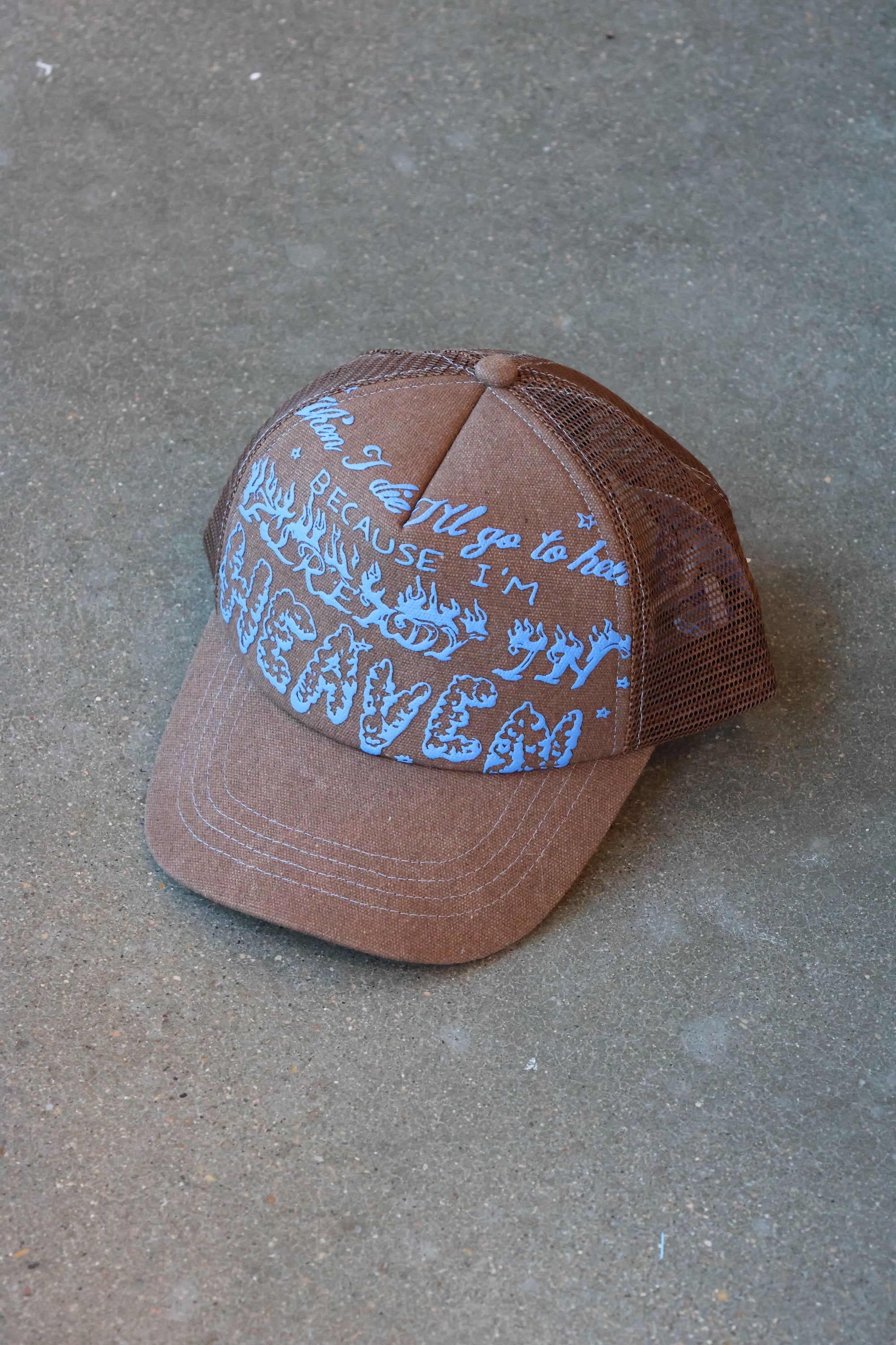 Heaven Trucker Cap Brown Denim