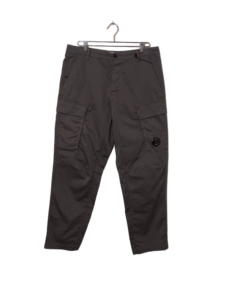 Stretch Sateen Loose Cargo Pants - Smoked Pearl