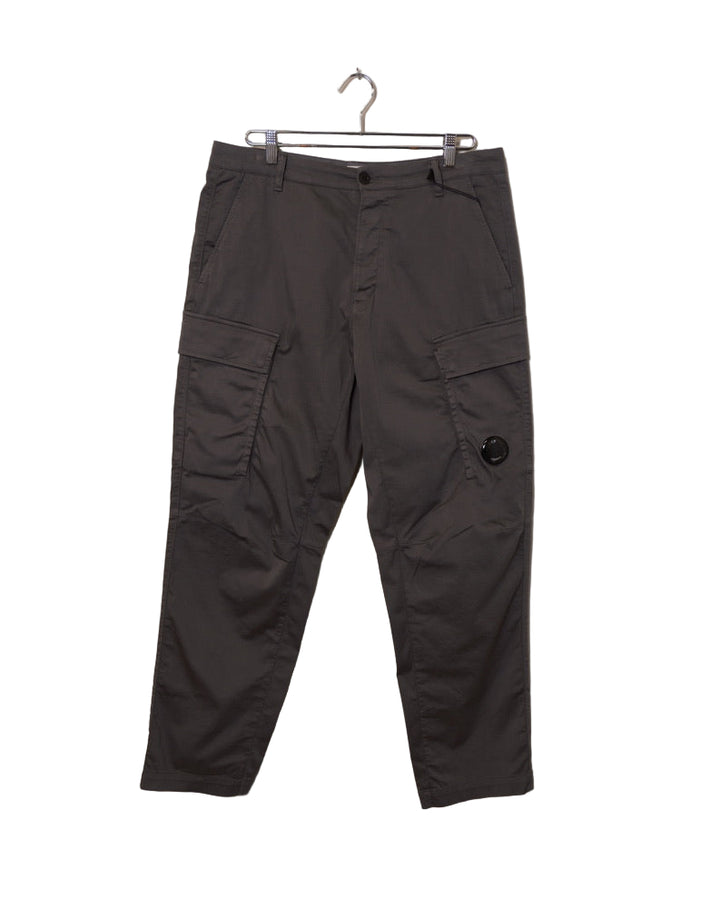 Stretch Sateen Loose Cargo Pants - Smoked Pearl